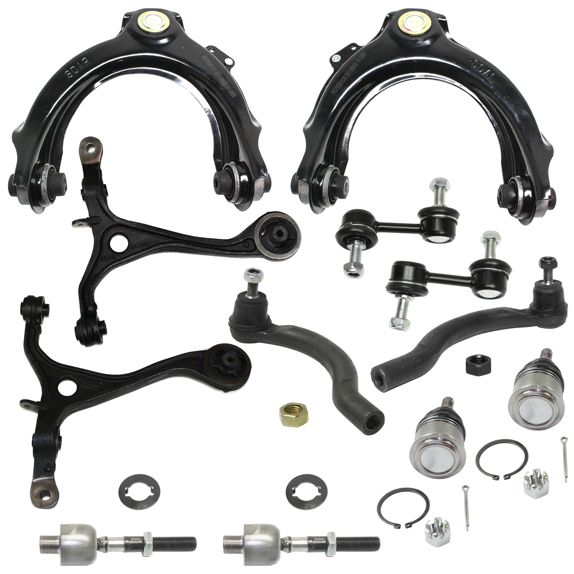 AM ACCORD 03-07 FRONT SUSPENSION KIT RH AND LH 12 pc Kit with Control Arm Ball Joint Tie Rod End and Sway Bar Link SKU KIT 072724-74 OEM 1016526-2601662-2601797-505137