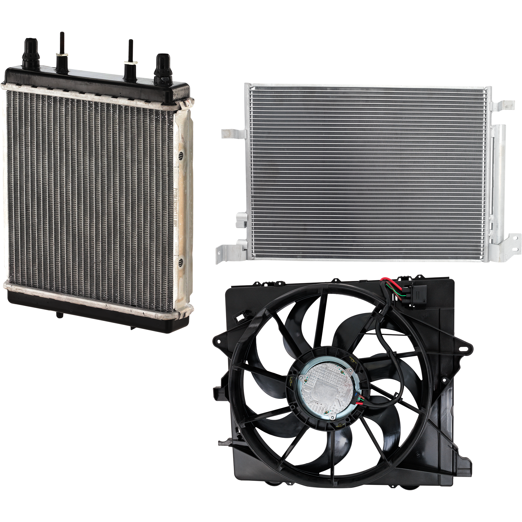 AM CAMARO 16-20 A C CONDENSER 3 pc kit 2.0L Eng. 4 Cyl. with Cooling Fan and Radiator SKU KIT 072724-81 Partslink GM3030314 GM3115280 GM3010585 OEM 84947857-84392557-23347101-845