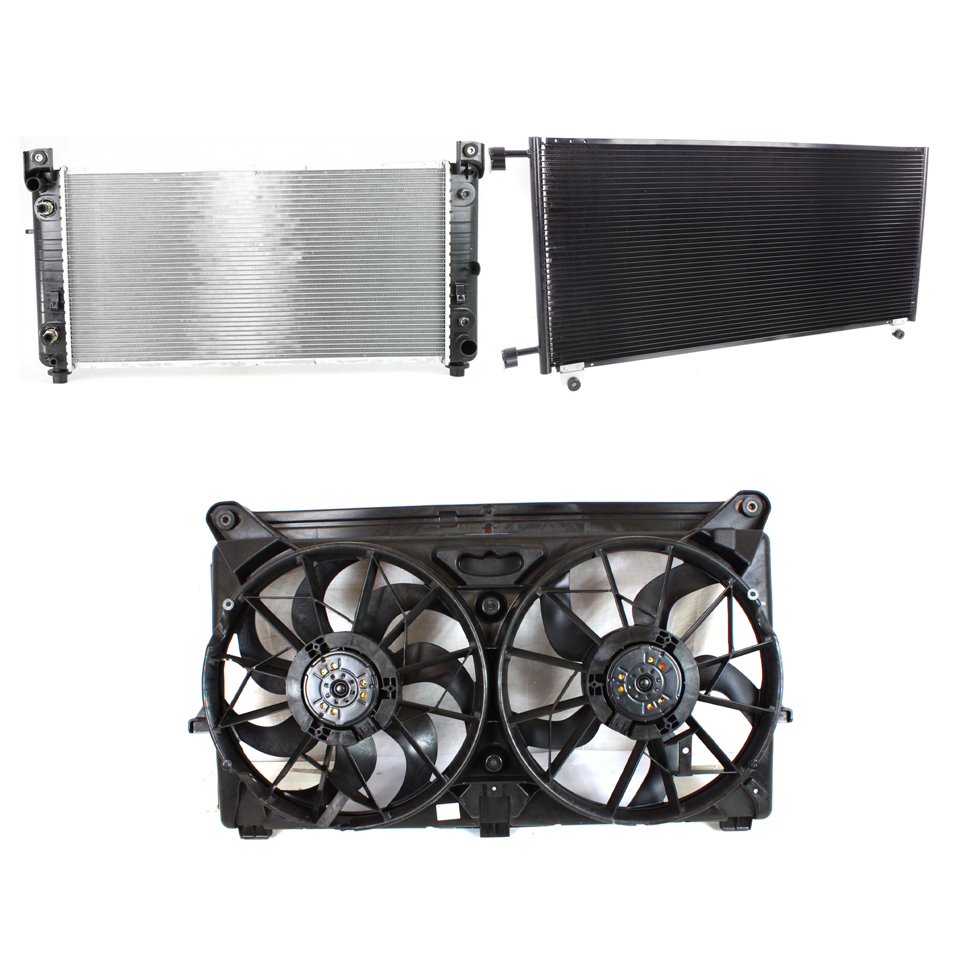 AM SILVERADO SIERRA 1500-05-06 A C CONDENSER RADIATOR COOLING FAN KIT 3 pc kit 6.0L Eng. 8 Cyl. SKU KIT 072724-84 Partslink GM3030161 GM3115212 GM3010274 OEM 20913752-89023365 PFM 22840116