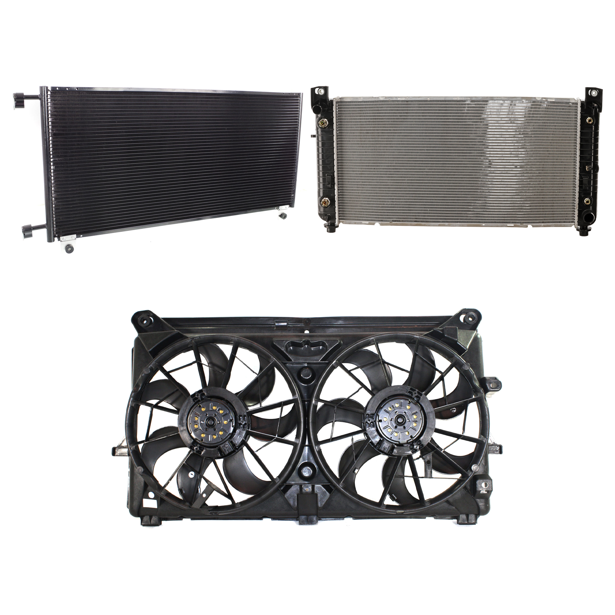 AM ESCALADE ESV 09-13 SUBURBAN 2500-07-13 A C CONDENSER RADIATOR COOLING FAN KIT 3 pc kit 6.0L 6.2L Eng. 8 Cyl. SKU KIT 072724-87 Partslink GM3030161 GM3115210 GM3010476 OEM 20913752-15780789 PFM 8902336