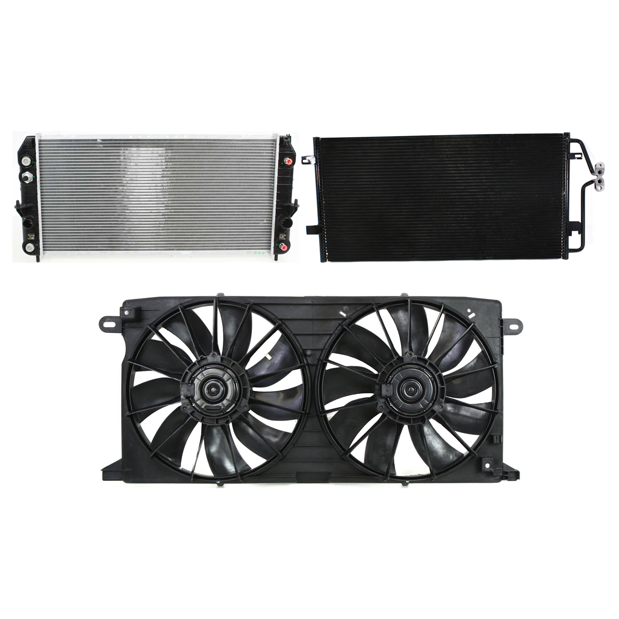 AM DEVILLE 00-00 A C CONDENSER RADIATOR COOLING FAN KIT 3 pc kit 4.6L Eng. 8 Cyl. SKU KIT 072724-91 Partslink GM3030124 GM3115186 GM3010146 OEM 89019239-12494766-52487015