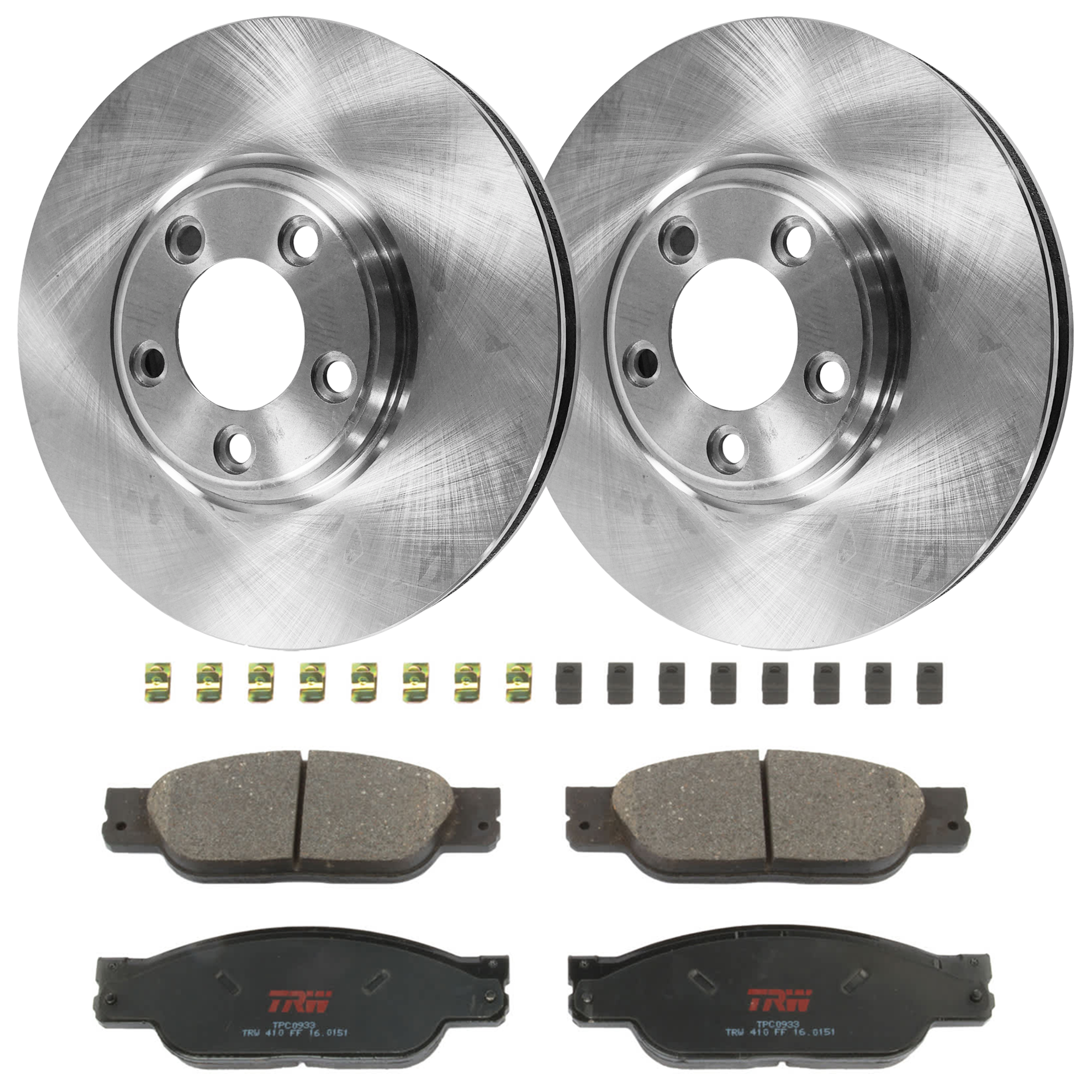 AM S TYPE 03-05 FRONT BRAKE DISC AND PAD KIT 2 Wheel Set 5 Lugs Semi Metallic with Brake Disc and Brake Pad Set SKU KIT 072924-2392 OEM JLM20801 C2C20686