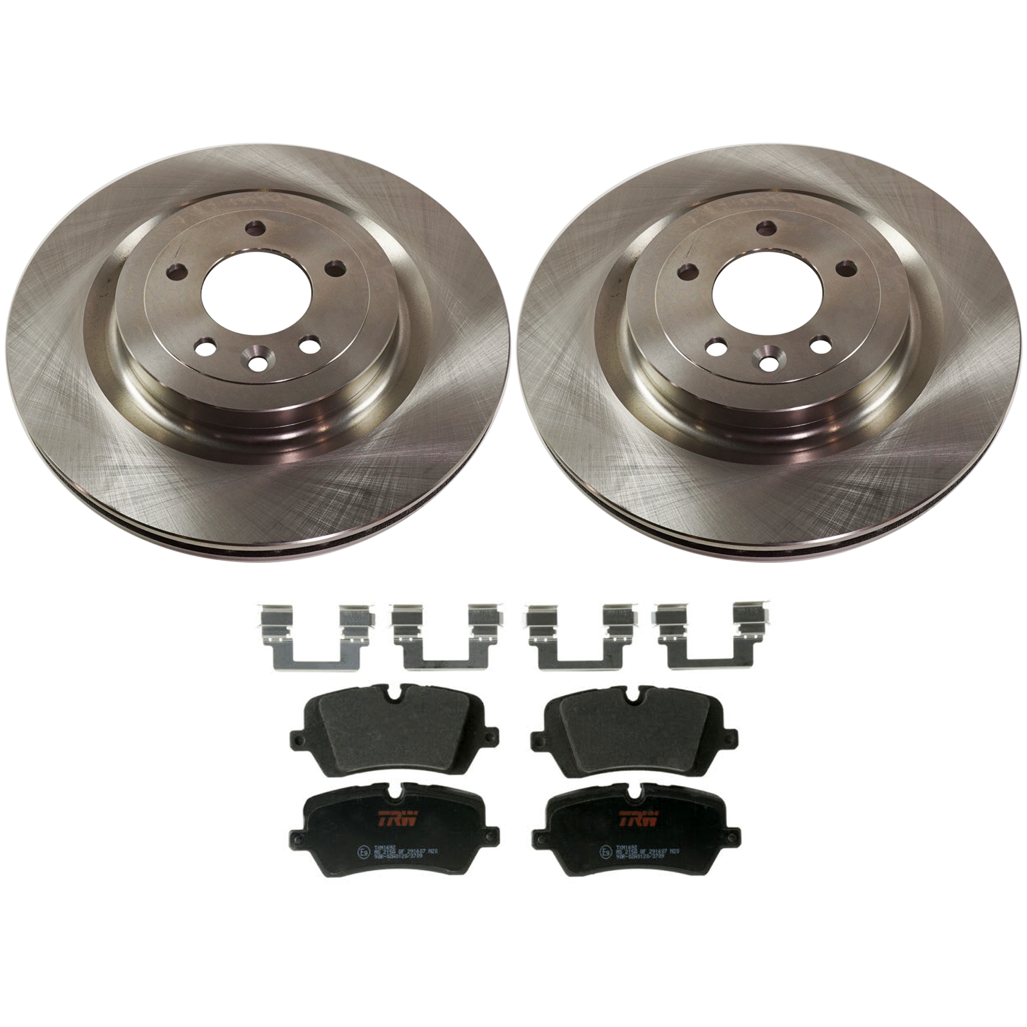 AM RANGE ROVER 13-19 RANGE ROVER SPORT 14-20 REAR BRAKE DISC AND PAD KIT 2 Wheel Set 5 Lugs Semi Metallic SKU KIT 072924-3457 OEM 456-098-502-521-212-000-000-000-000