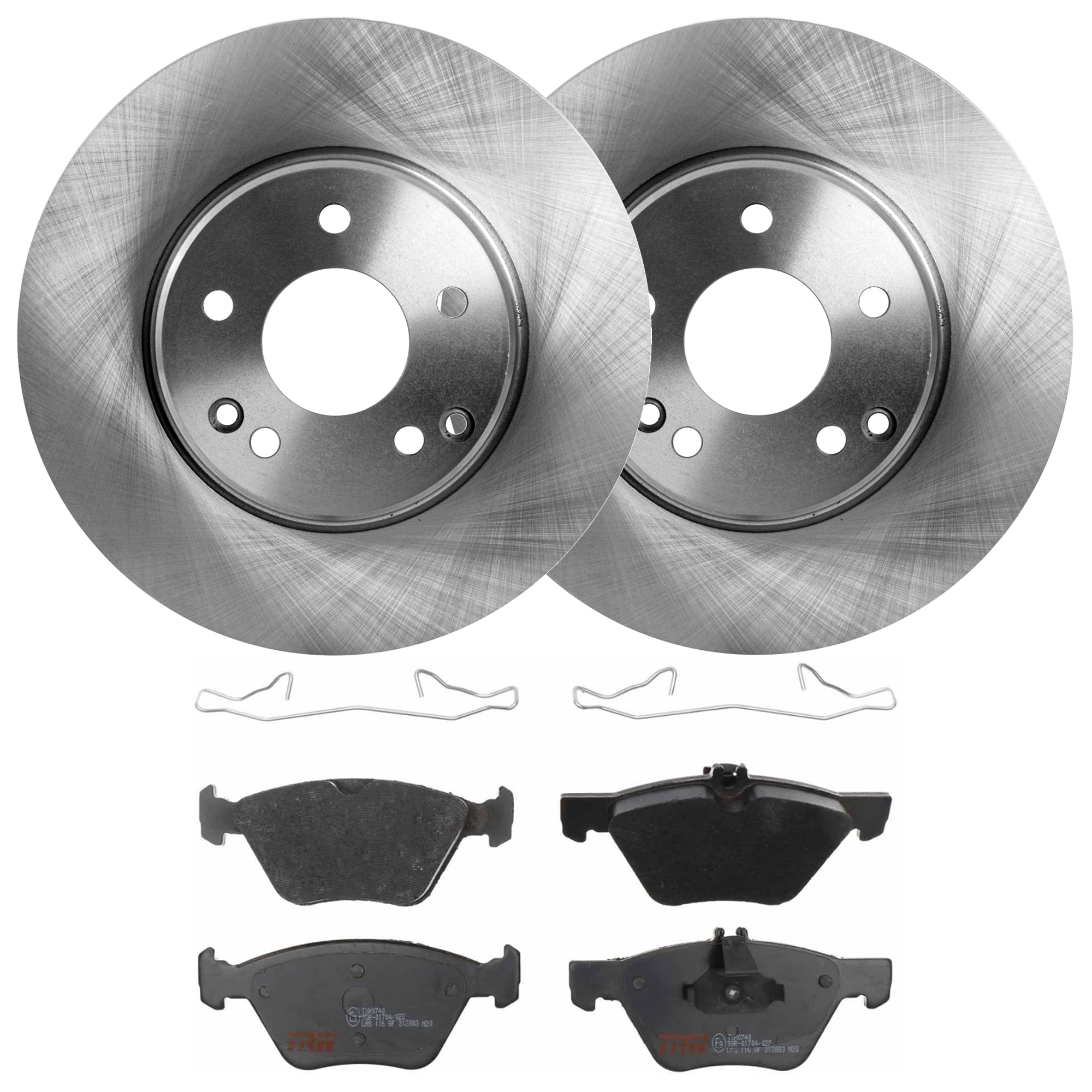 AM E320-96-99 E300-98-99 FRONT BRAKE DISC AND PAD KIT 2 Wheel Set 5 Lugs Semi Metallic with Brake Disc and Brake Pad Set SKU KIT 072924-3785 OEM 34101-96767-145494-0832792-600