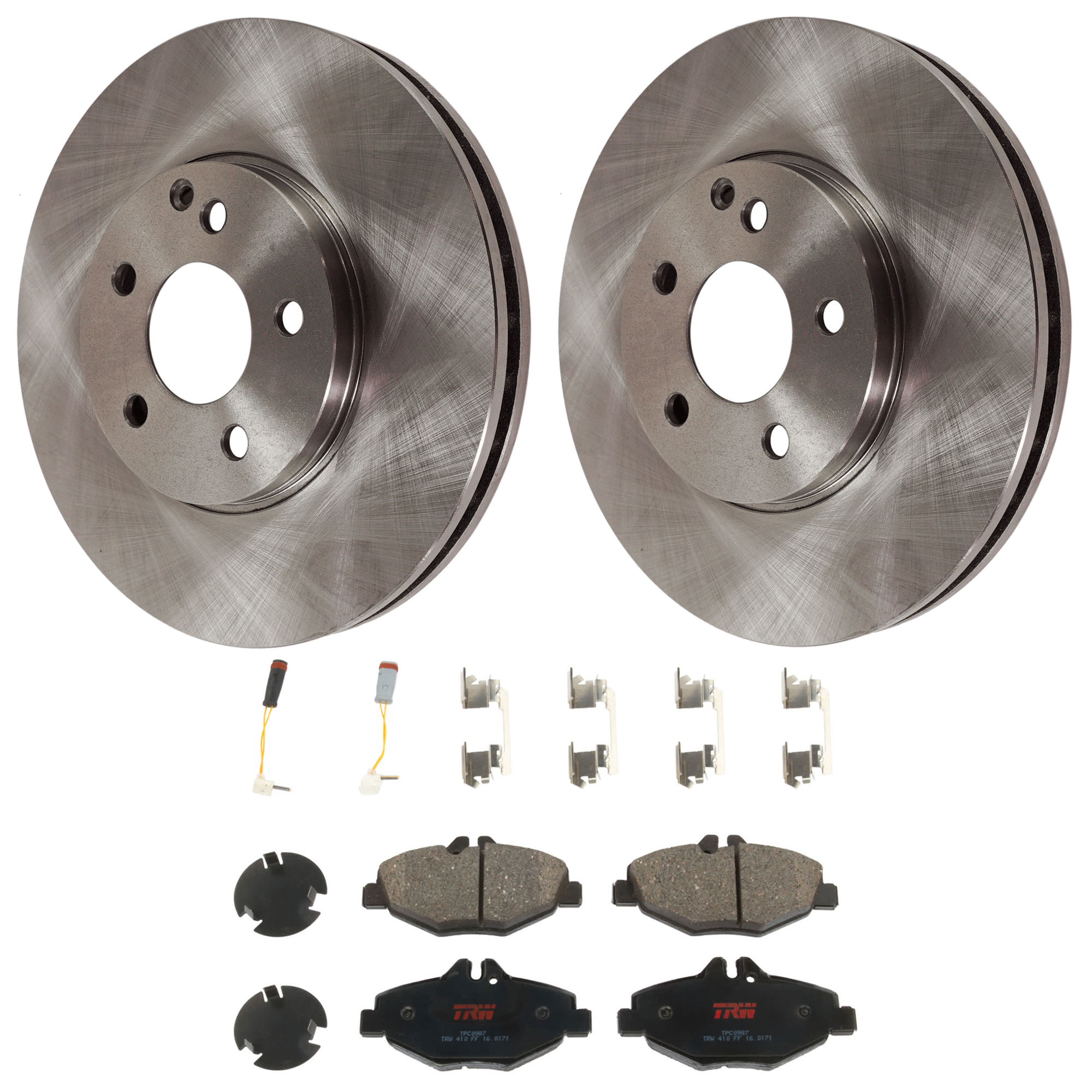 AM E320-04-05 FRONT BRAKE DISC AND PAD KIT 2 Wheel Set 5 Lugs Semi Metallic with Brake Disc and Brake Pad Set SKU KIT 072924-3799 OEM 34324-45435-60063072-34324G 98