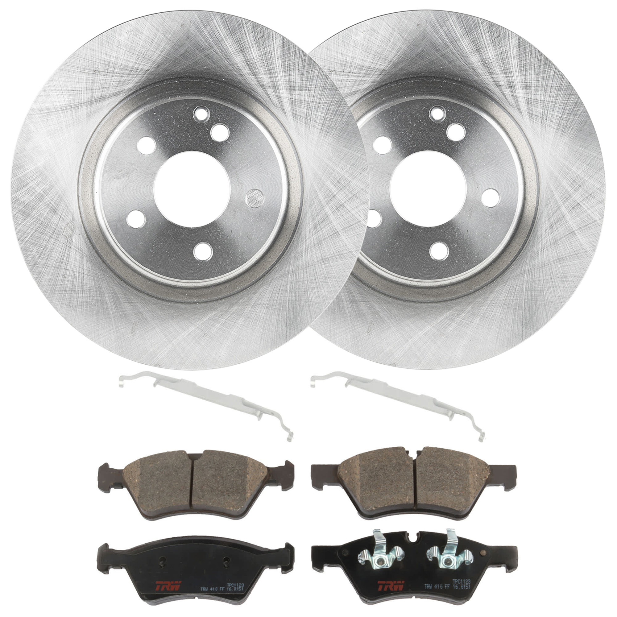AM E550-07-09 FRONT BRAKE DISC AND PAD KIT 2 Wheel Set 5 Lugs Semi Metallic with Brake Disc and Brake Pad Set SKU KIT 072924-3844 OEM 45481-850439-60063127-980537R