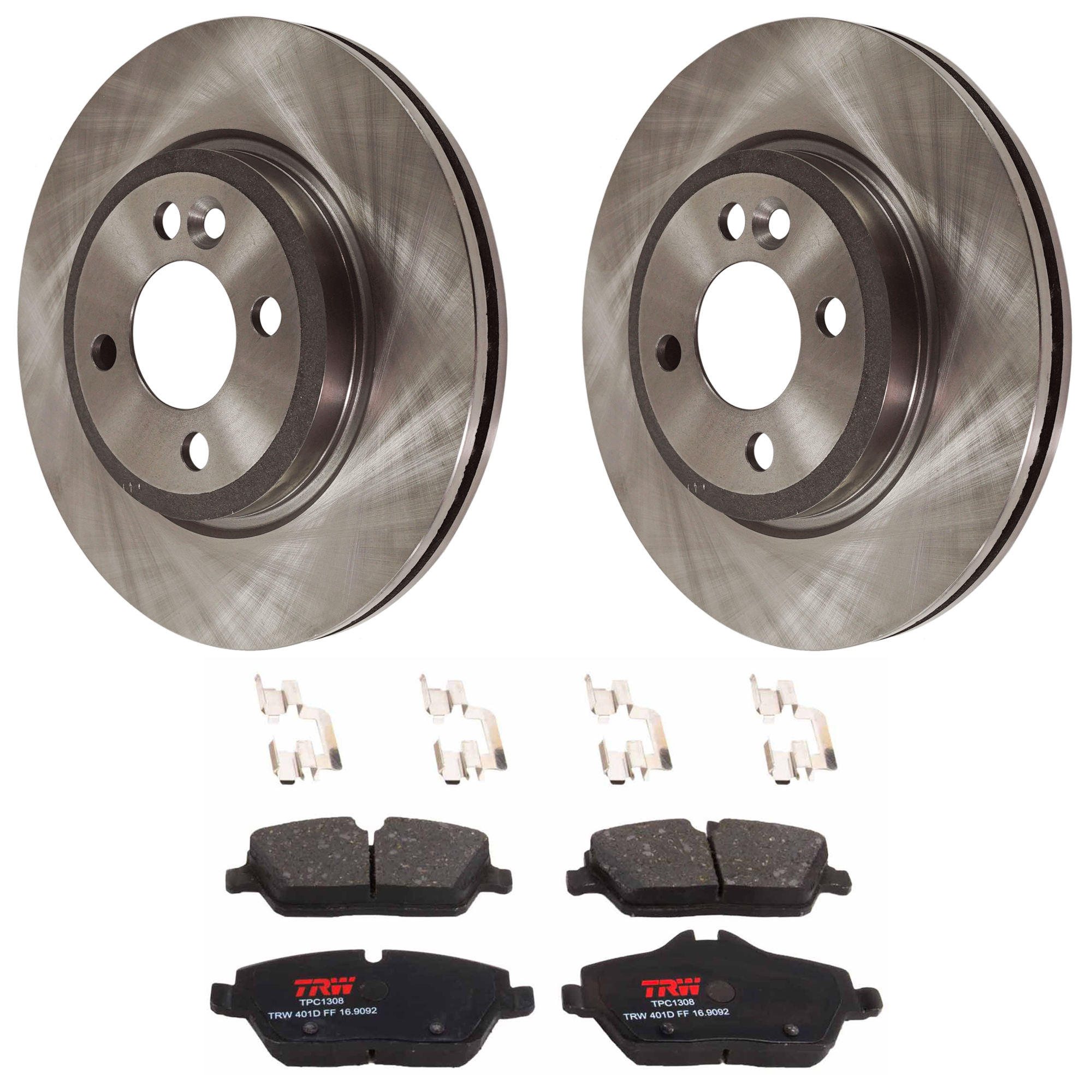 AM COOPER 07-08 FRONT BRAKE DISC AND PAD KIT 2 Wheel Set 4 Lugs Semi Metallic with Brake Disc and Brake Pad Set SKU KIT 072924-3970 OEM 34412-45424-850110-900668-6003
