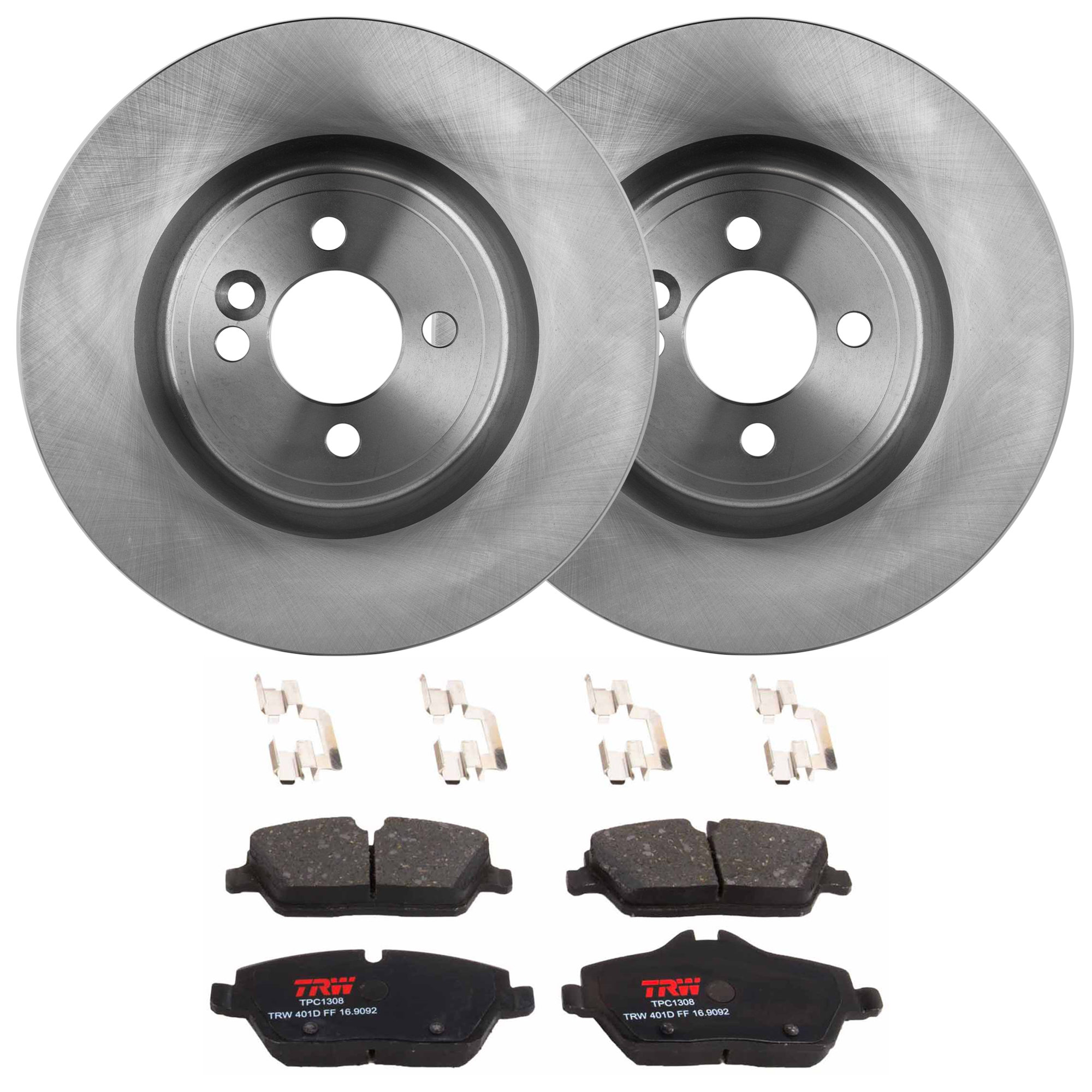 AM COOPER 08-11 FRONT BRAKE DISC AND PAD KIT 2 Wheel Set 4 Lugs Semi Metallic with Brake Disc and Brake Pad Set SKU KIT 072924-3990 OEM 34116774986-34116858652-341167