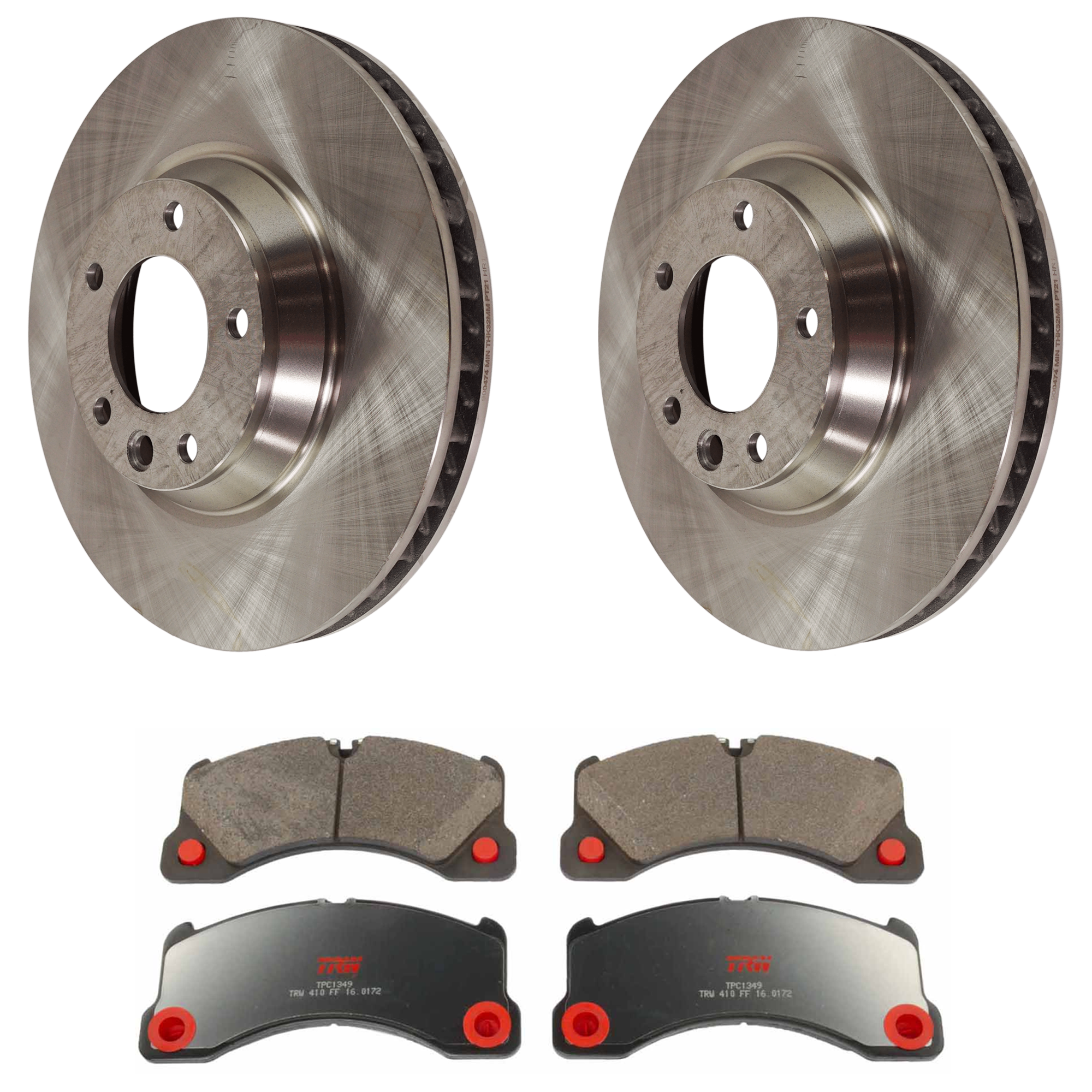 AM CAYENNE 09-10 FRONT BRAKE DISC AND PAD KIT 2 Wheel Set 5 Lugs Semi Metallic with Brake Disc and Brake Pad Set SKU KIT 072924-4398 OEM 7L6615302E 95535140250-7L86153