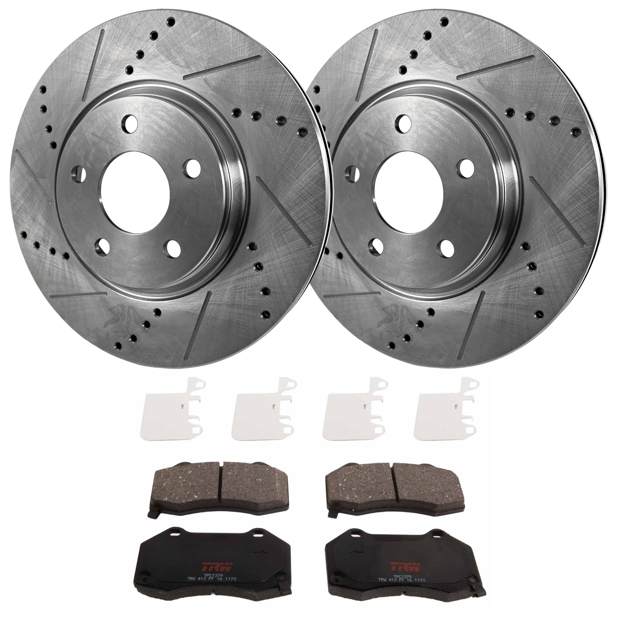 AM HHR 08-10 FRONT BRAKE DISC AND PAD KIT 2 Wheel Set Cross drilled and Slotted 5 Lugs Semi Metallic with Brake Disc and Brake Pad Set SKU KIT 072924-452 OEM 55093-60366-145528-493455-5801
