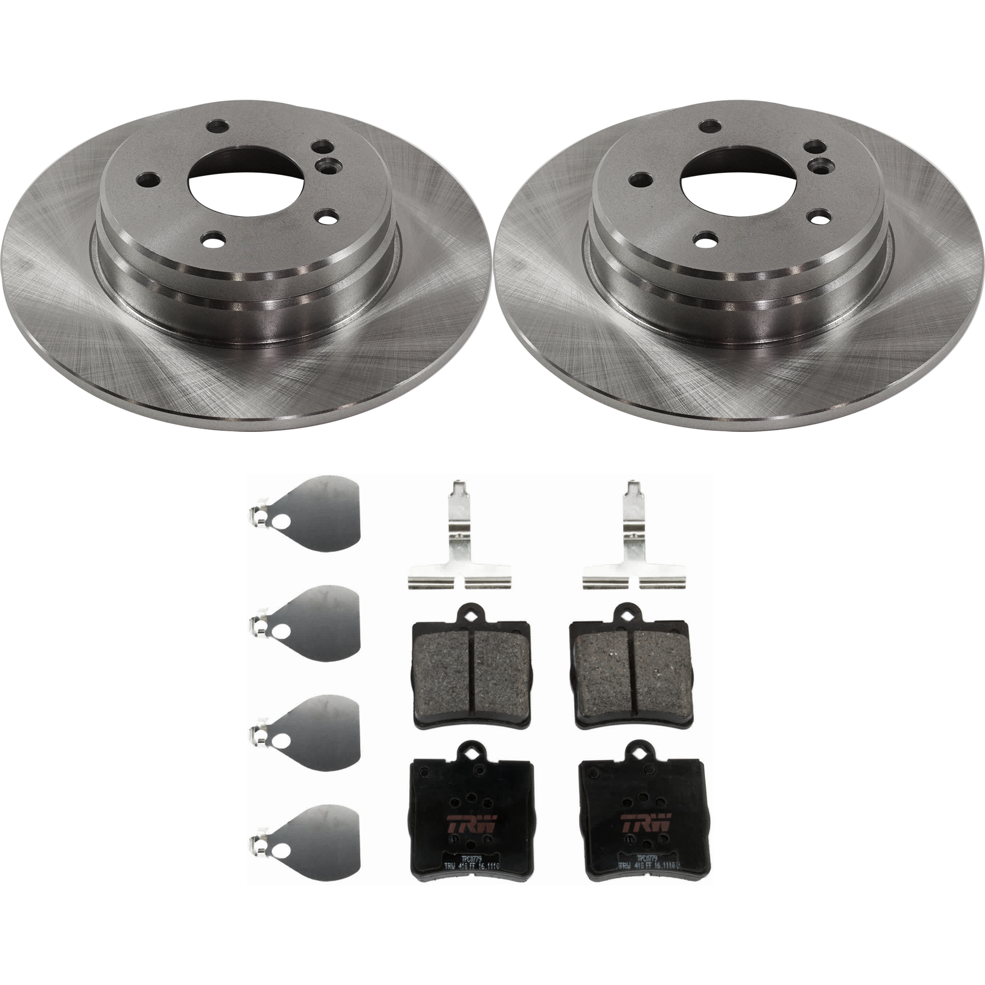 AM SLK280-06-08 SLK300-09-11 REAR BRAKE DISC AND PAD KIT 2 Wheel Set 5 Lugs Semi Metallic with Brake Disc and Brake Pad Set SKU KIT 072924-4767 OEM 2104230612-05139902AA