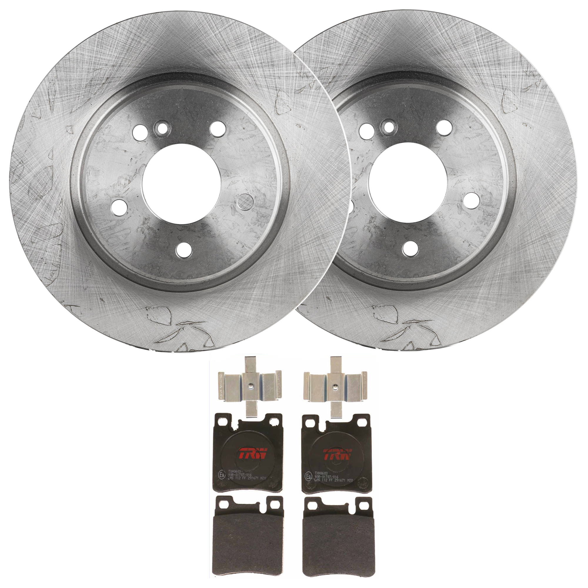 AM E55 AMG 99-02 CLK55 AMG 01-04 REAR BRAKE DISC AND PAD KIT 2 Wheel Set 5 Lugs Semi Metallic with Brake Disc and Brake Pad Set SKU KIT 072924-4788 OEM 34276-43156-12135048-60063040