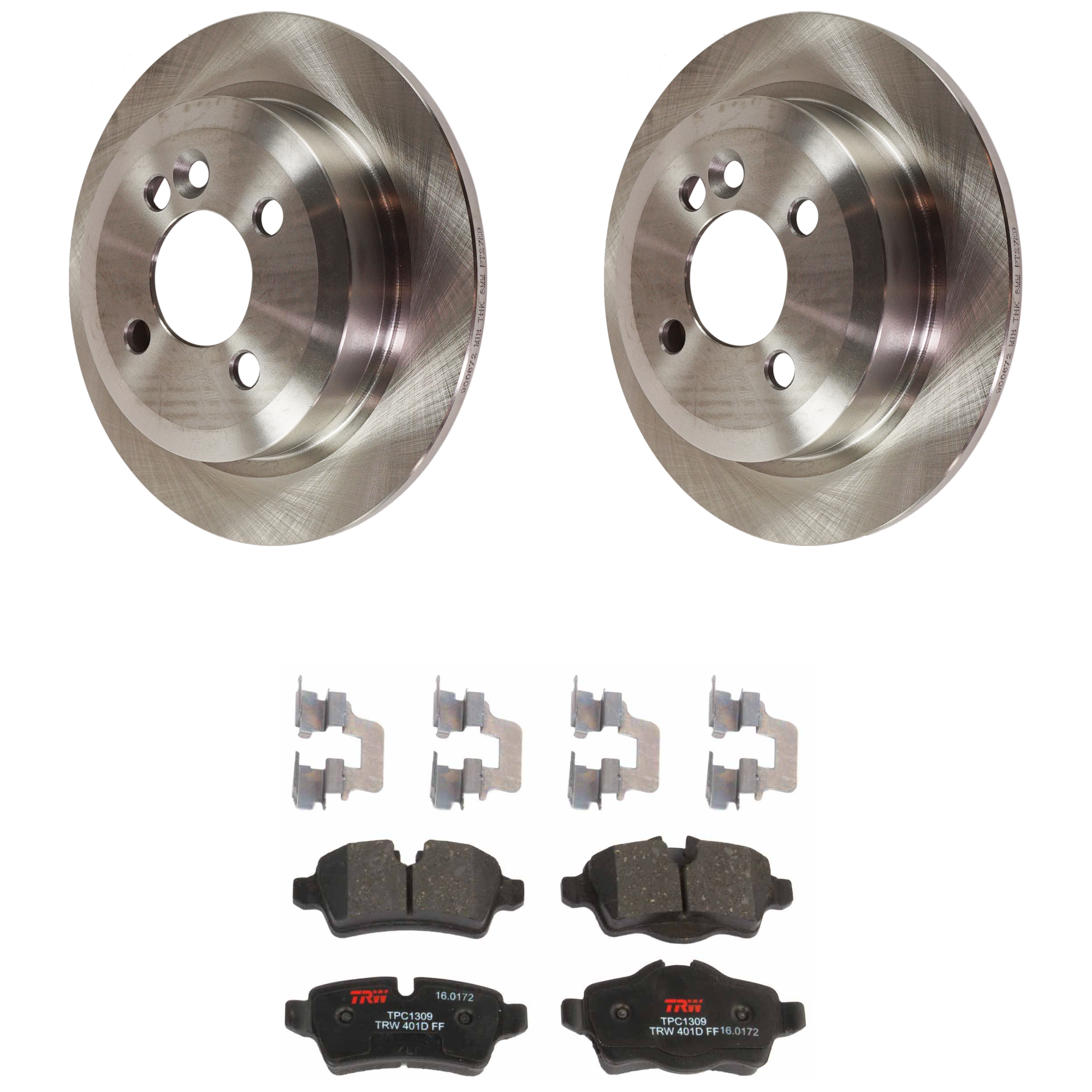 AM COOPER 07-15 REAR BRAKE DISC AND PAD KIT 2 Wheel Set 4 Lugs Semi Metallic with Brake Disc and Brake Pad Set SKU KIT 072924-4988 OEM 34216774987-34216794059