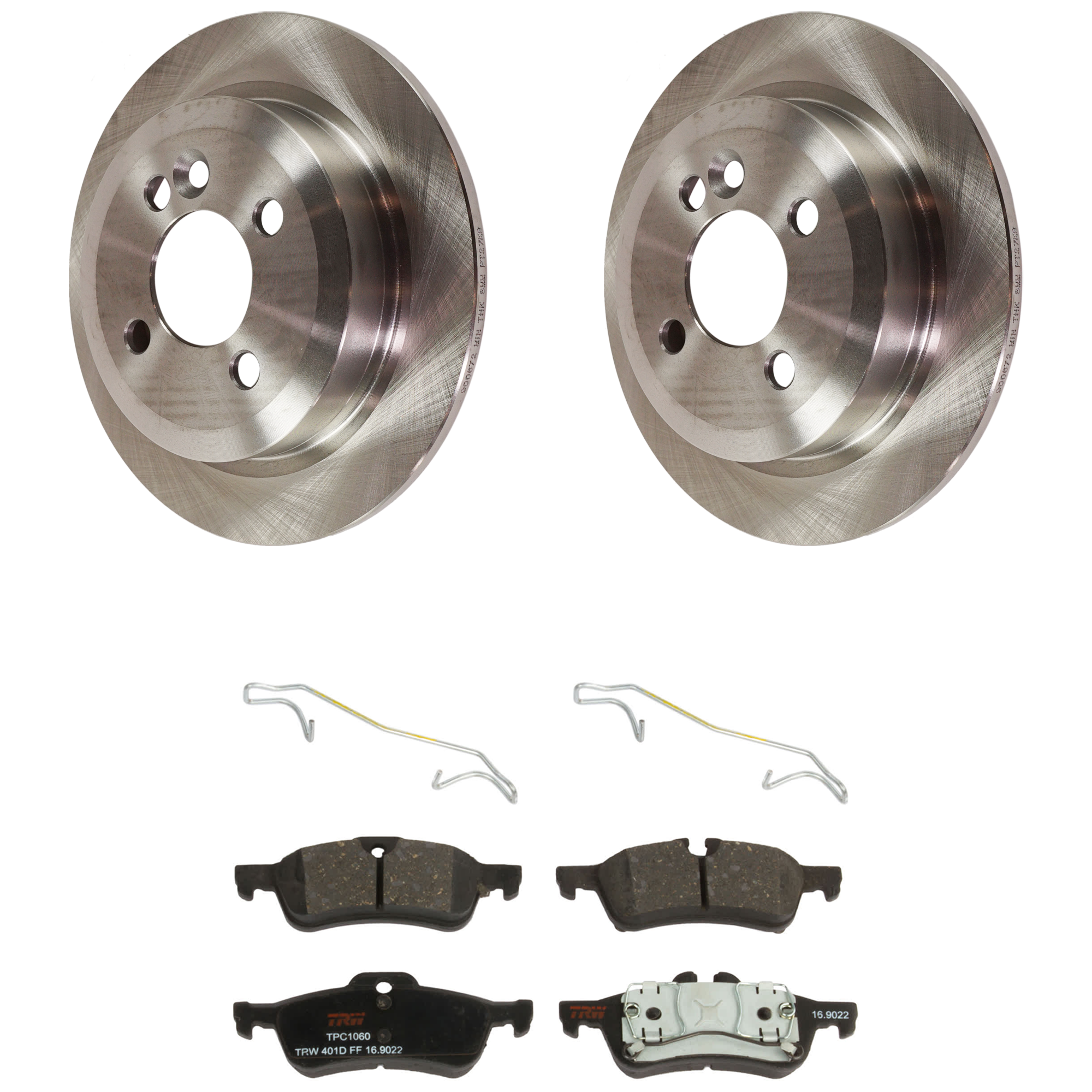 AM COOPER 07-08 REAR BRAKE DISC AND PAD KIT 2 Wheel Set 4 Lugs Semi Metallic with Brake Disc and Brake Pad Set SKU KIT 072924-4989 OEM 34216774987-34216770252