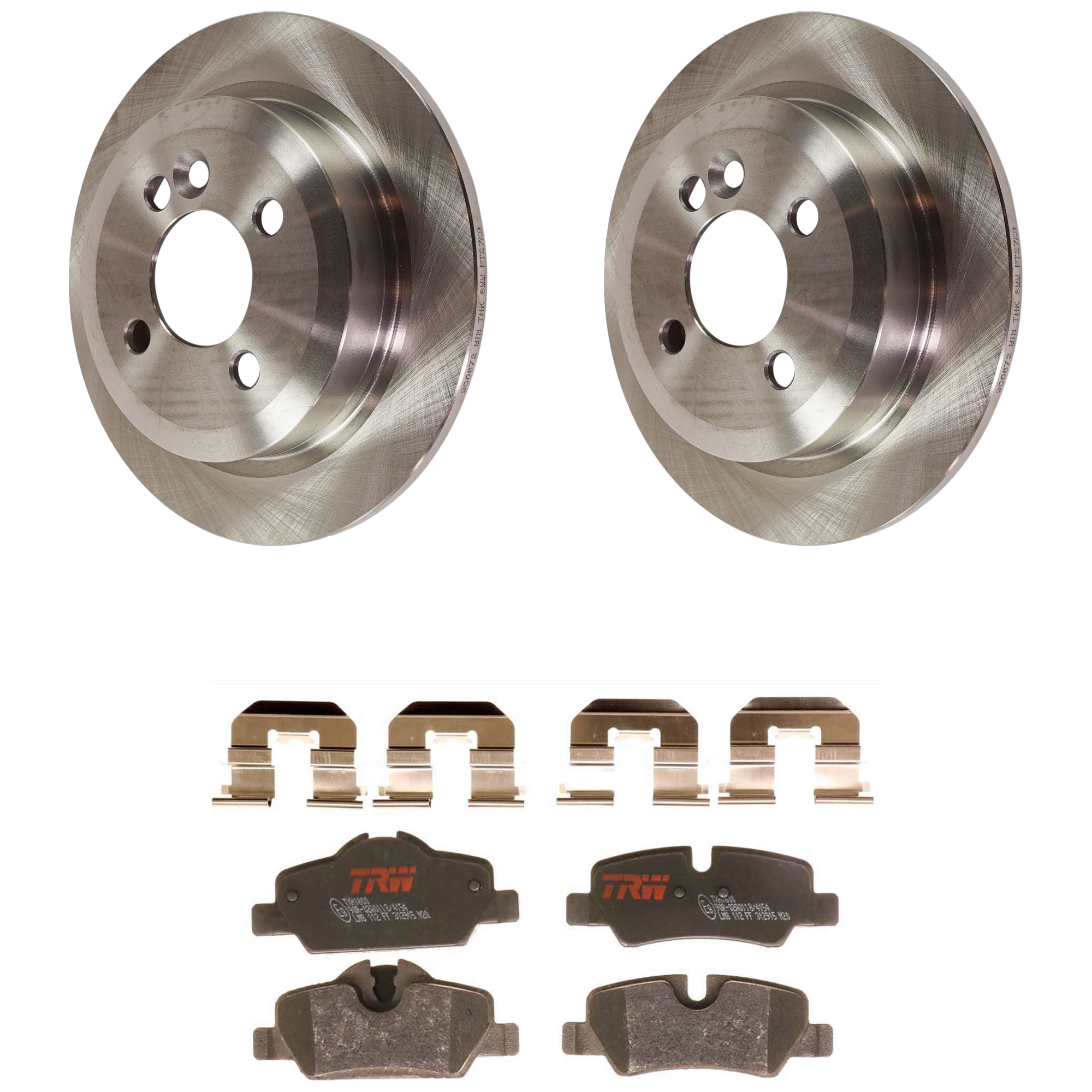 AM COOPER 14-15 REAR BRAKE DISC AND PAD KIT 2 Wheel Set 4 Lugs Semi Metallic with Brake Disc and Brake Pad Set SKU KIT 072924-5010 OEM 34216774987-34216871300