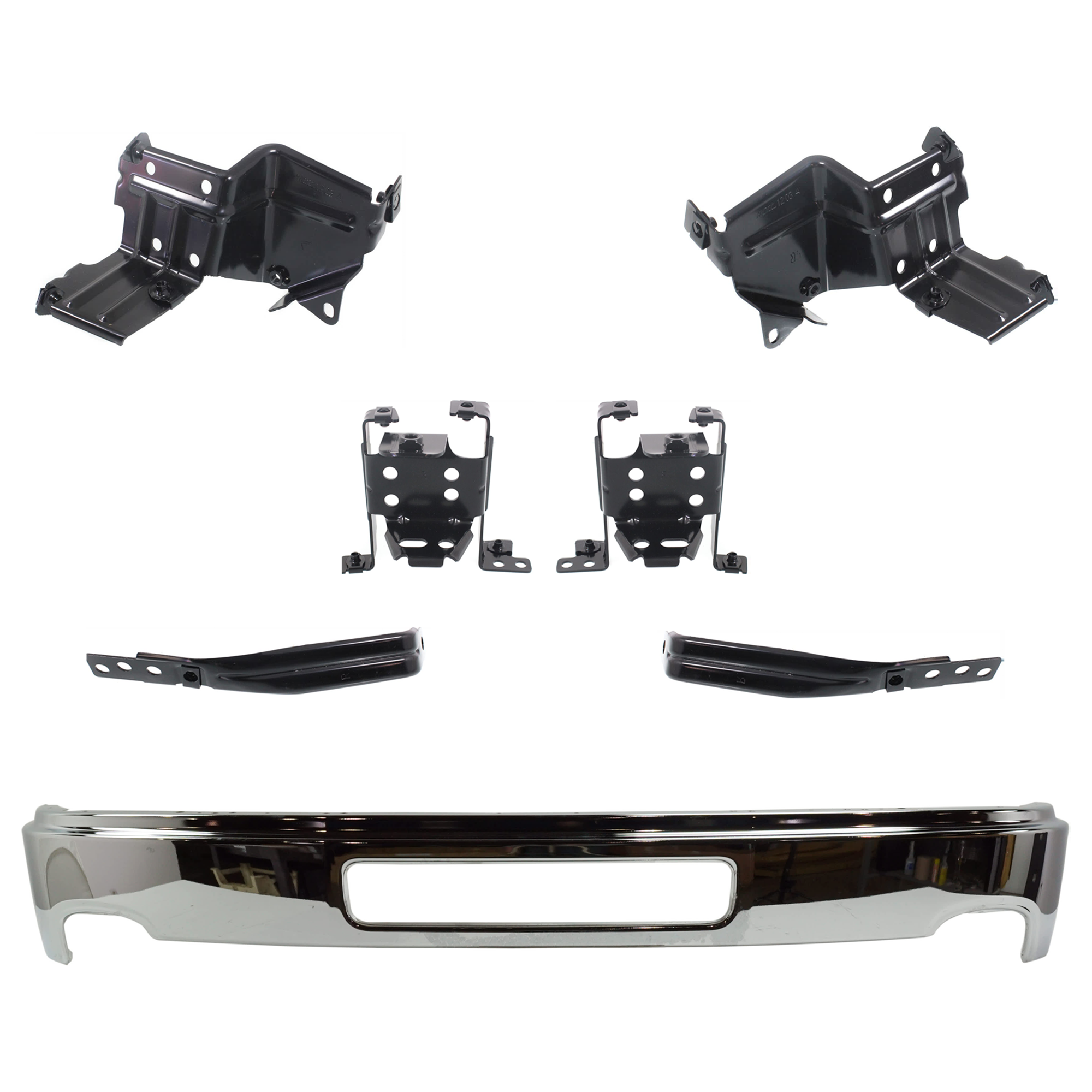 AM SIERRA 2500-3500 HD FRONT BUMPER 7 pc kit w Bumper Bracket SKU KIT 072924 C1018 Partslink GM1002839 GM1063104 GM1062104 GM1062103 GM1063103 GM1063102 GM1062102 OEM 25998989-25993620-25993619-258