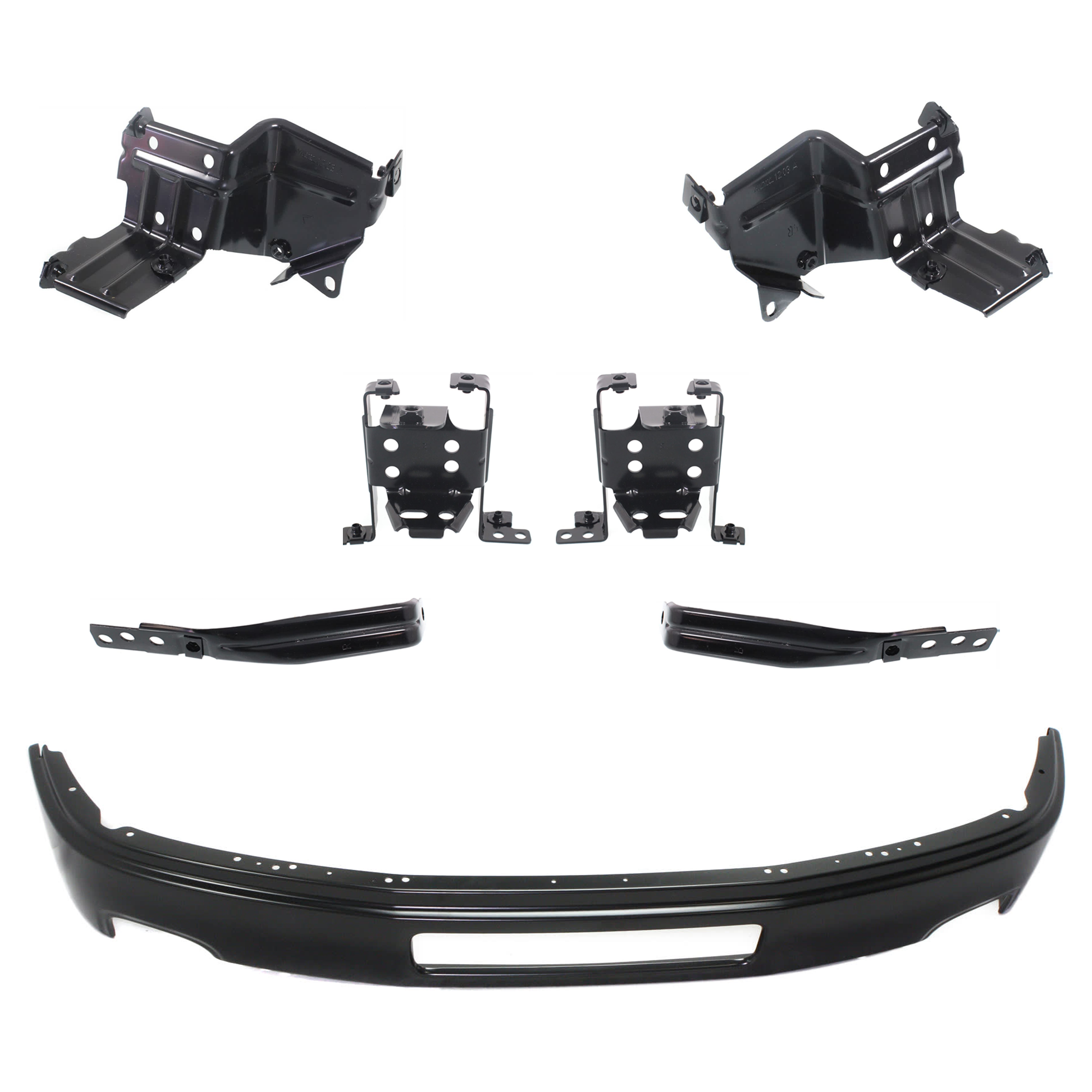 AM SIERRA 2500-3500 HD FRONT BUMPER 7 pc kit w Bumper Bracket SKU KIT 072924 C1019 Partslink GM1002840 GM1063104 GM1062104 GM1062103 GM1063103 GM1063102 GM1062102 OEM 23123402-25993620-25993619-258