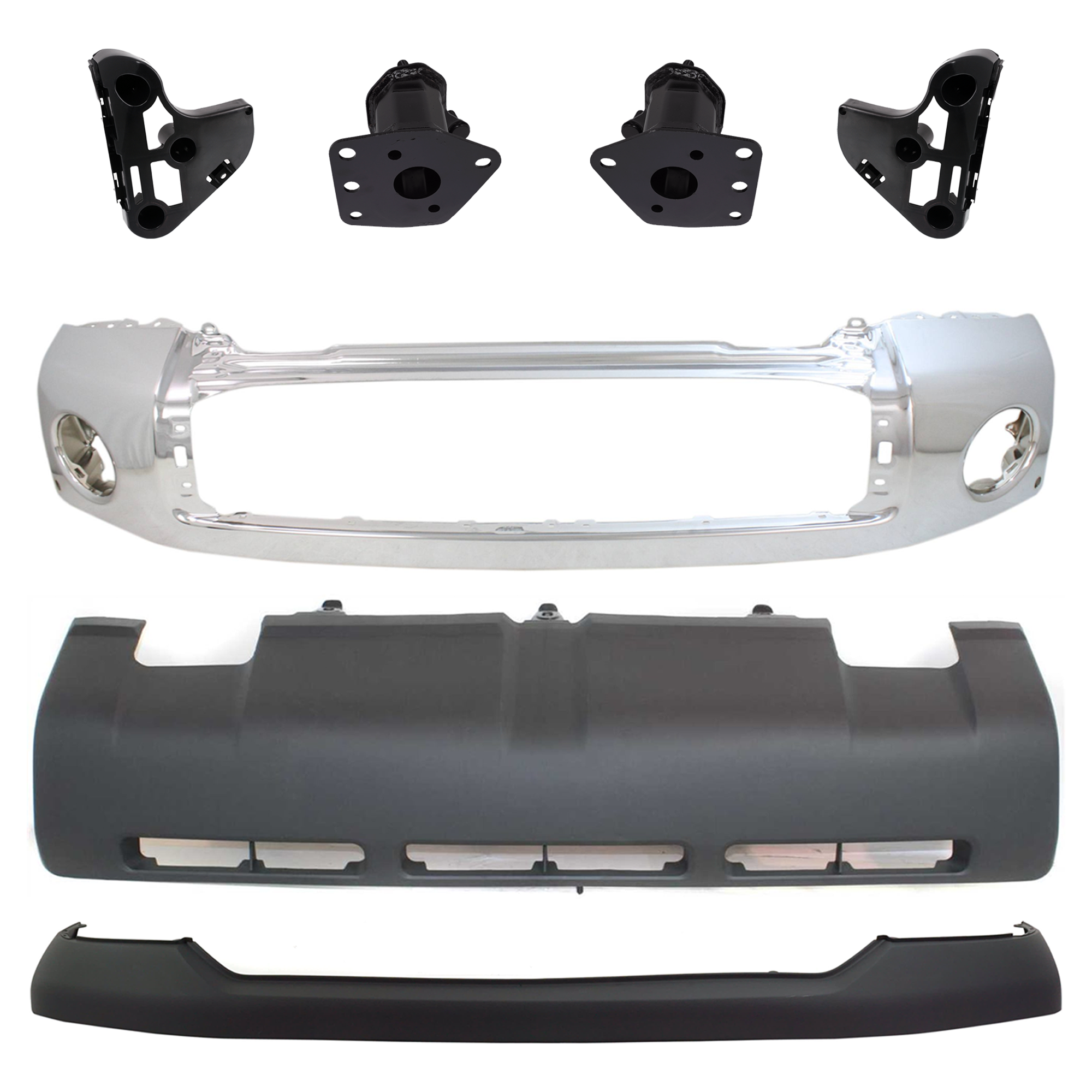 AM TUNDRA 07-09 FRONT BUMPER 7 pc kit w Valance Bumper Cover and Bumper Bracket SKU KIT 072924 C1021 Partslink TO1002181 TO1067168 TO1067162 TO1066162 TO1067170 TO1066170 TO1014100 TO1095199 OEM 521110C901-520250C010-520260C0