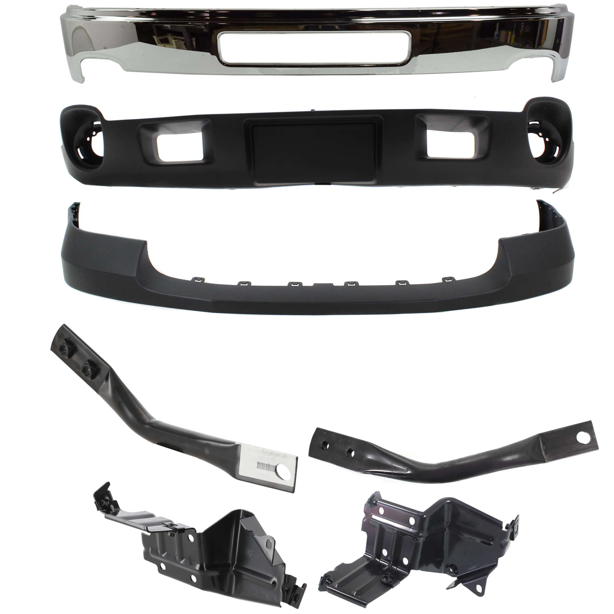AM SIERRA 2500-3500 HD FRONT BUMPER 7 pc kit w Valance Bumper Cover and Bumper Bracket SKU KIT 072924 C1024 Partslink GM1002839 GM1062106 GM1063106 GM1062103 GM1063103 GM1014105 GM1092216 OEM 25998989-25848058-25848059-258