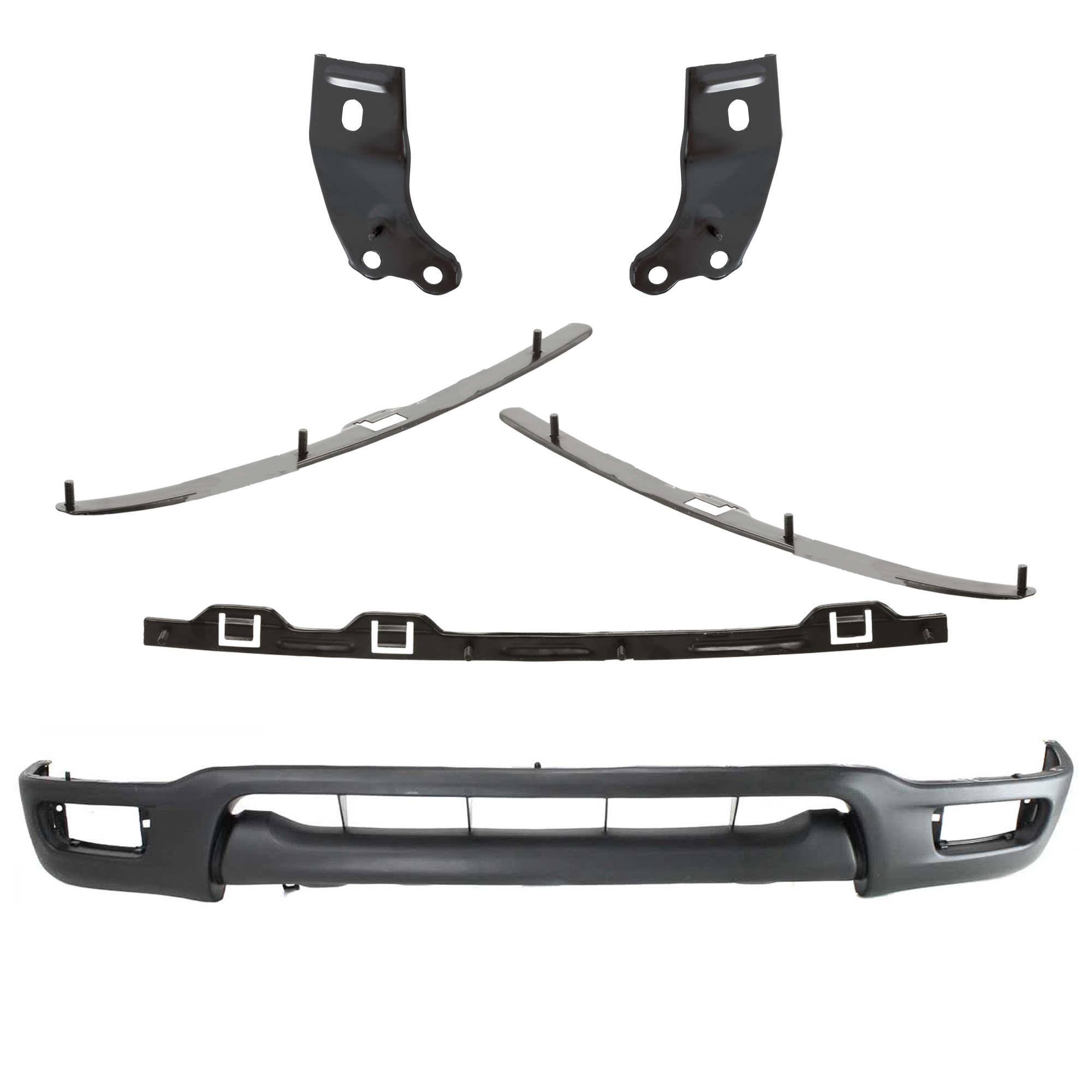 AM TACOMA 01-04 FRONT BUMPER Chrome 7 pc kit with Bumper Bracket Bumper Retainer and Valance SKU KIT 072924 C1029 Partslink TO1002174 TO1067134 TO1066134 TO1066152 TO1067152 TO1065101 TO1095196 OEM 52101AD030-52141AD020-52142AD0