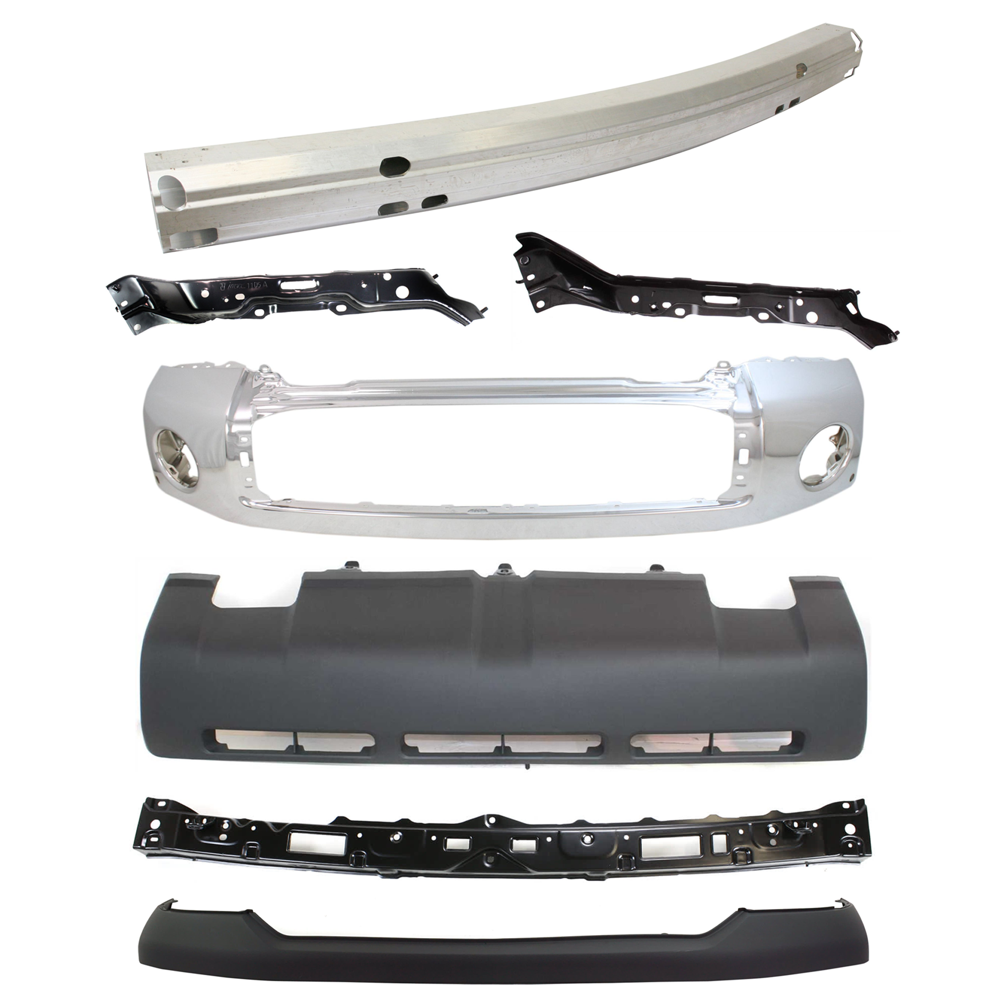 AM TUNDRA 07-09 FRONT BUMPER 7 pc kit w Bumper Reinforcement Valance Bumper cover and Bumper Retainer SKU KIT 072924 C1030 Partslink TO1002181 TO1014100 TO1006215 TO1032108 TO1033108 TO1010102 TO1095199 OEM 521110C901-521290C901-521310C0