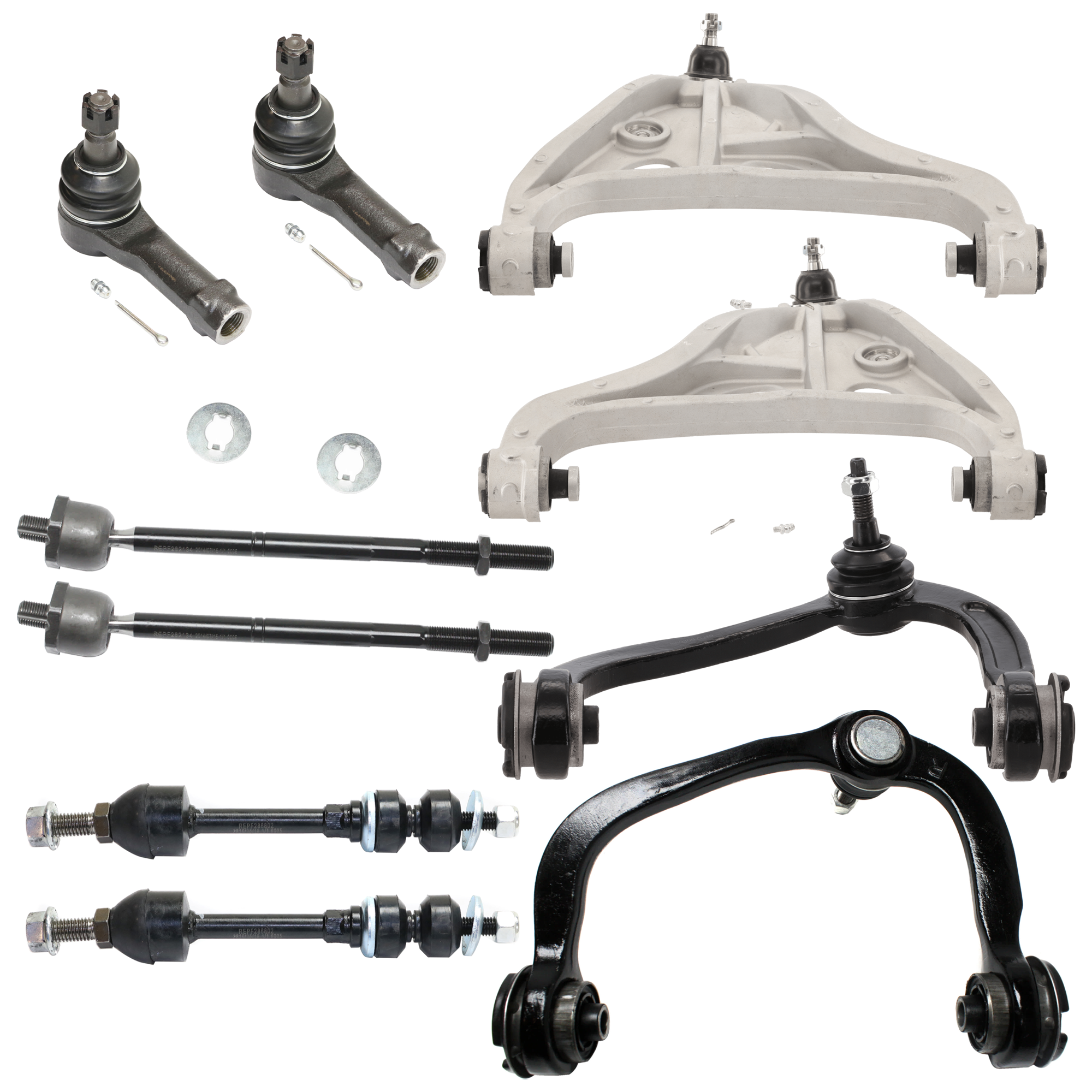 AM F150-05-06 FRONT SUSPENSION KIT RH AND LH Inner and Outer 10 pc Kit with Control Arm Tie Rod End and Sway Bar Link SKU KIT 072924 C1054 OEM 4L3Z3084AB 6L3Z3084AR 7L1Z3084