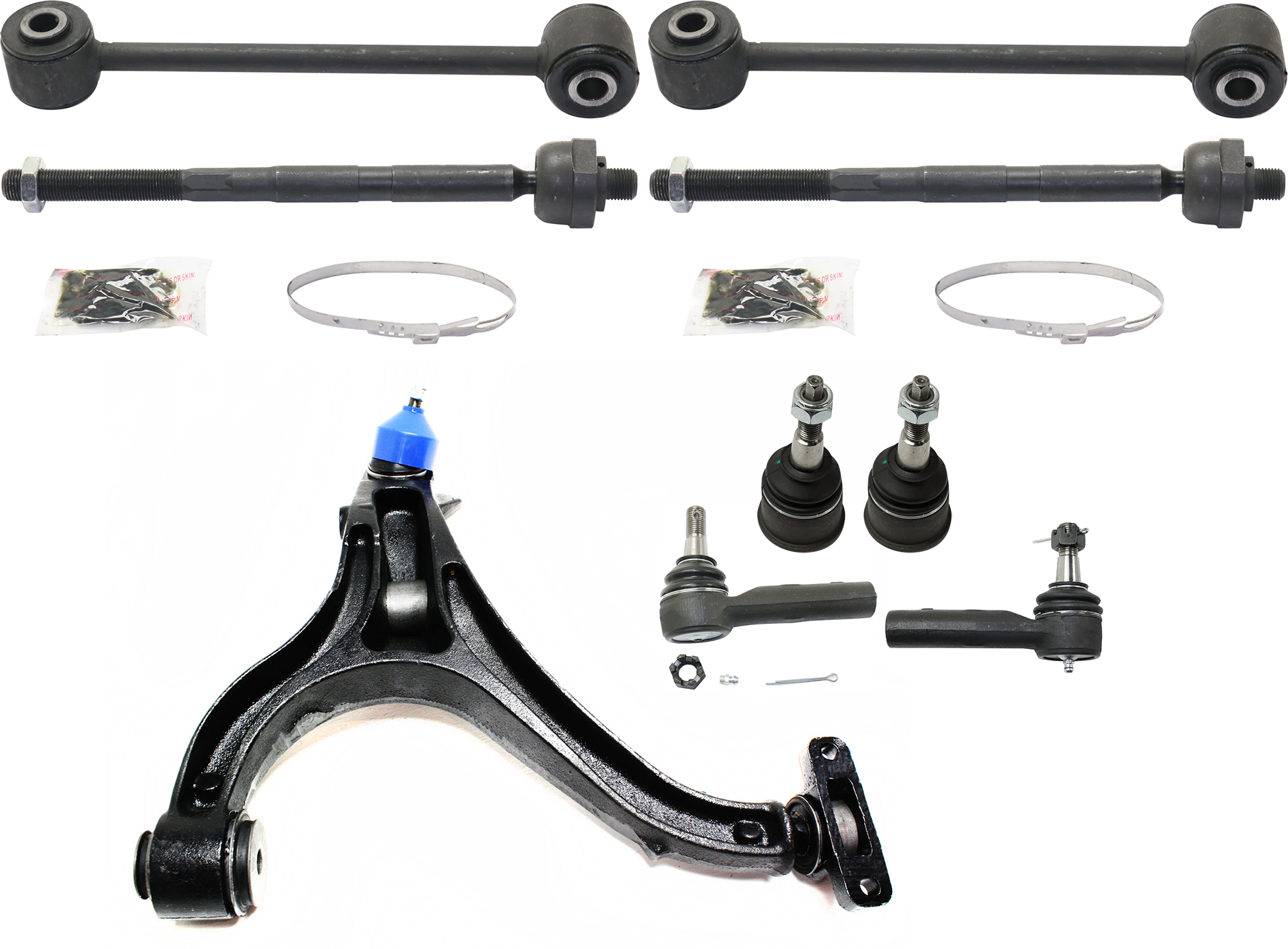 AM GRAND CHEROKEE 05-10 FRONT CONTROL ARM LH Lower w ball joint s 10 pc Kit with Ball Joint Sway Bar Link and Tie Rod End SKU KIT 072924 C1099 OEM 52089980AF 52089981AF 2601692
