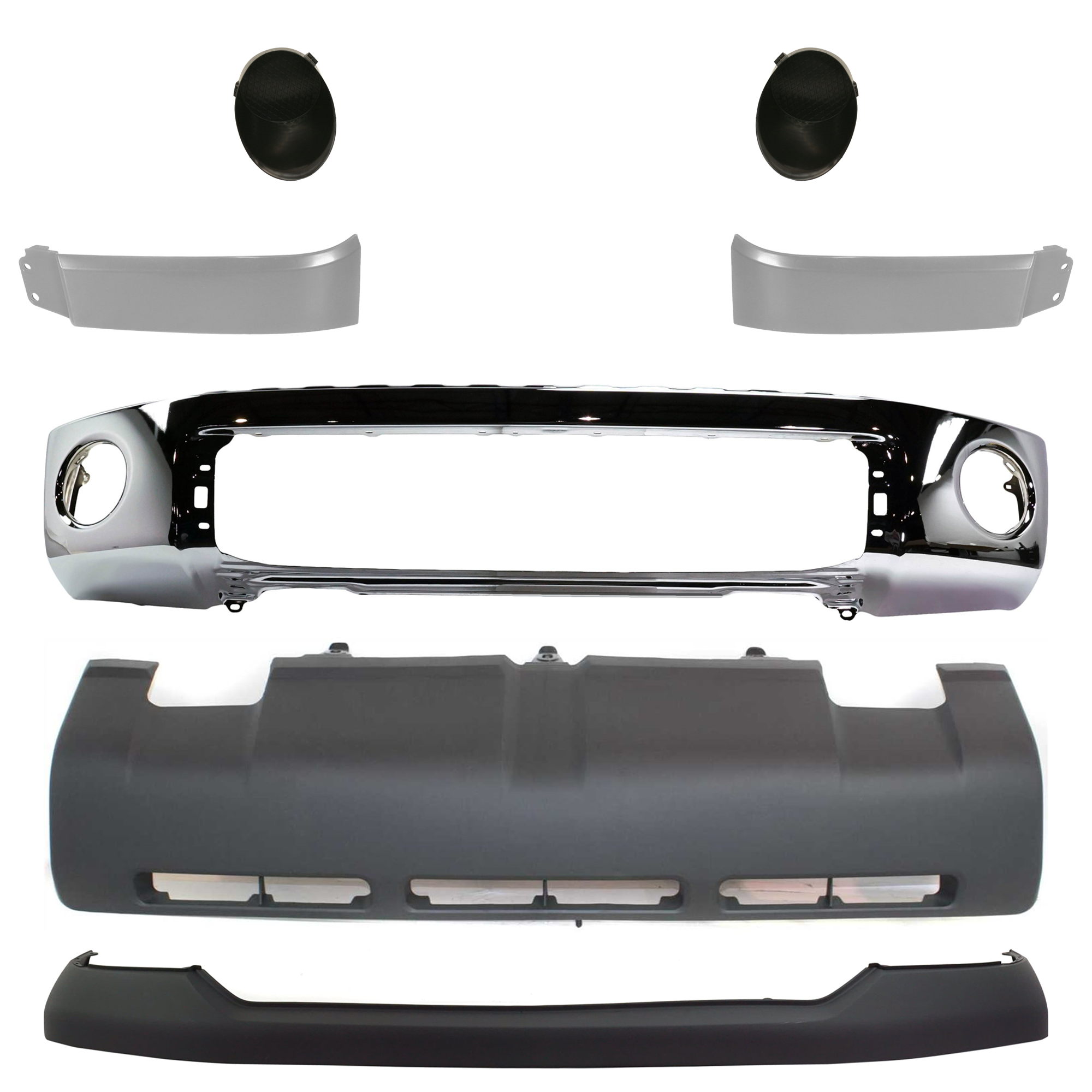 AM TUNDRA 07-09 FRONT BUMPER 7 pc kit w Valance Bumper Cover Headlight Filler and Fog Light Cover SKU KIT 072924 C1185 Partslink TO1002182 TO1014100 TO1038123 TO1039123 TO1243100 TO1242100 TO1095199 OEM 521110C021-521290C901-521280C0