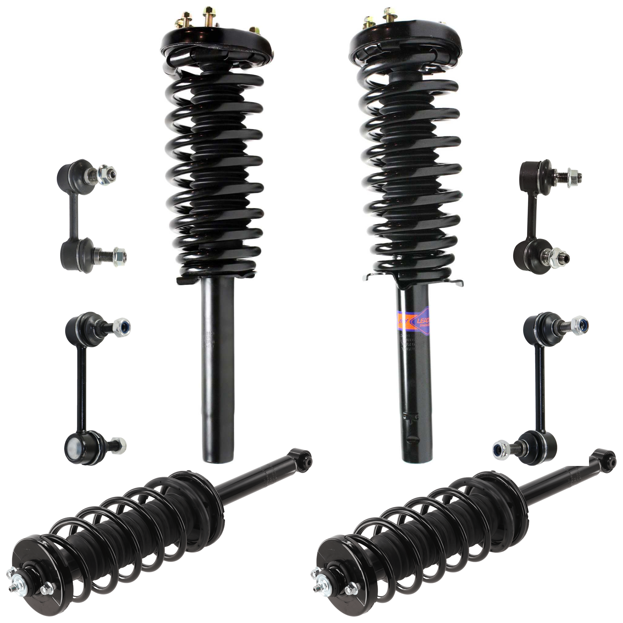 AM ACCORD 98-02 FRONT AND REAR LOADED STRUT RH AND LH 8 pc kit Gas Charged Twin tube with Sway Bar Link SKU KIT 072924 C1190 OEM 51605S82A05-51606S82A03-51605S