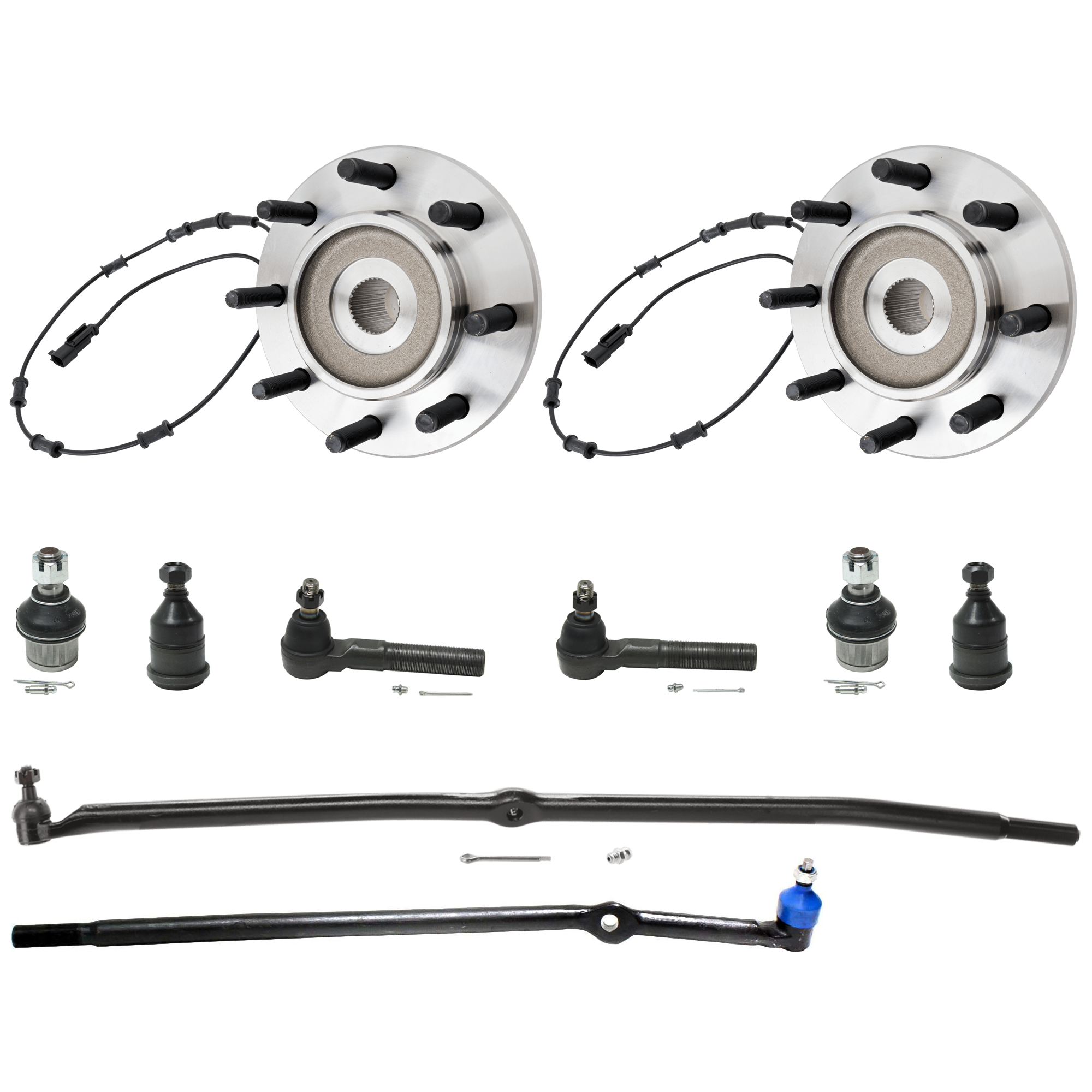 AM DODGE FULL SIZE P U 06-08 FRONT HUB ASSEMBLY RH AND LH 10 pc kit with Ball Joint and Tie Rod End SKU KIT 072924 C1215 OEM 5179955AA 2693257-4011920-0508
