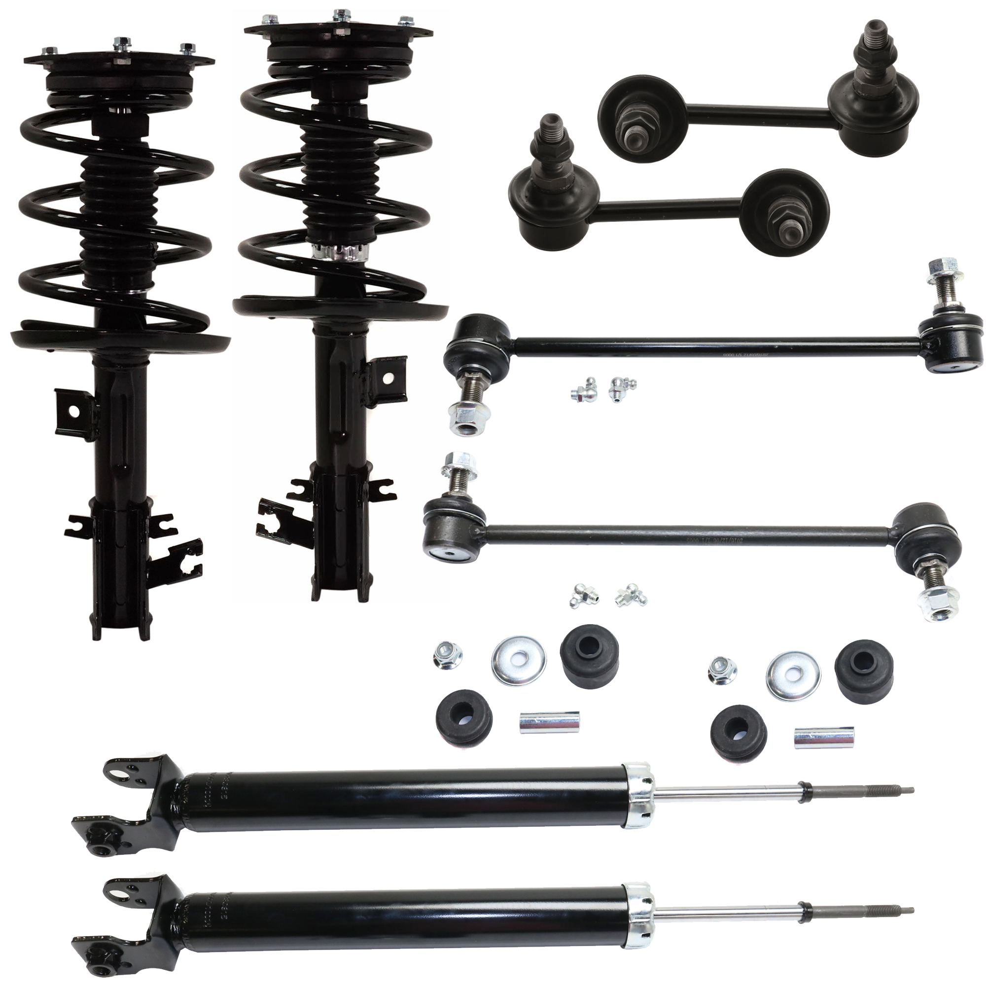 AM MAXIMA 09-14 FRONT AND REAR SHOCK ABSORBER AND STRUT ASSEMBLY RH AND LH 8 pc kit with Sway Bar Links SKU KIT 072924 C1223 OEM 172604-272604-853010-501726049