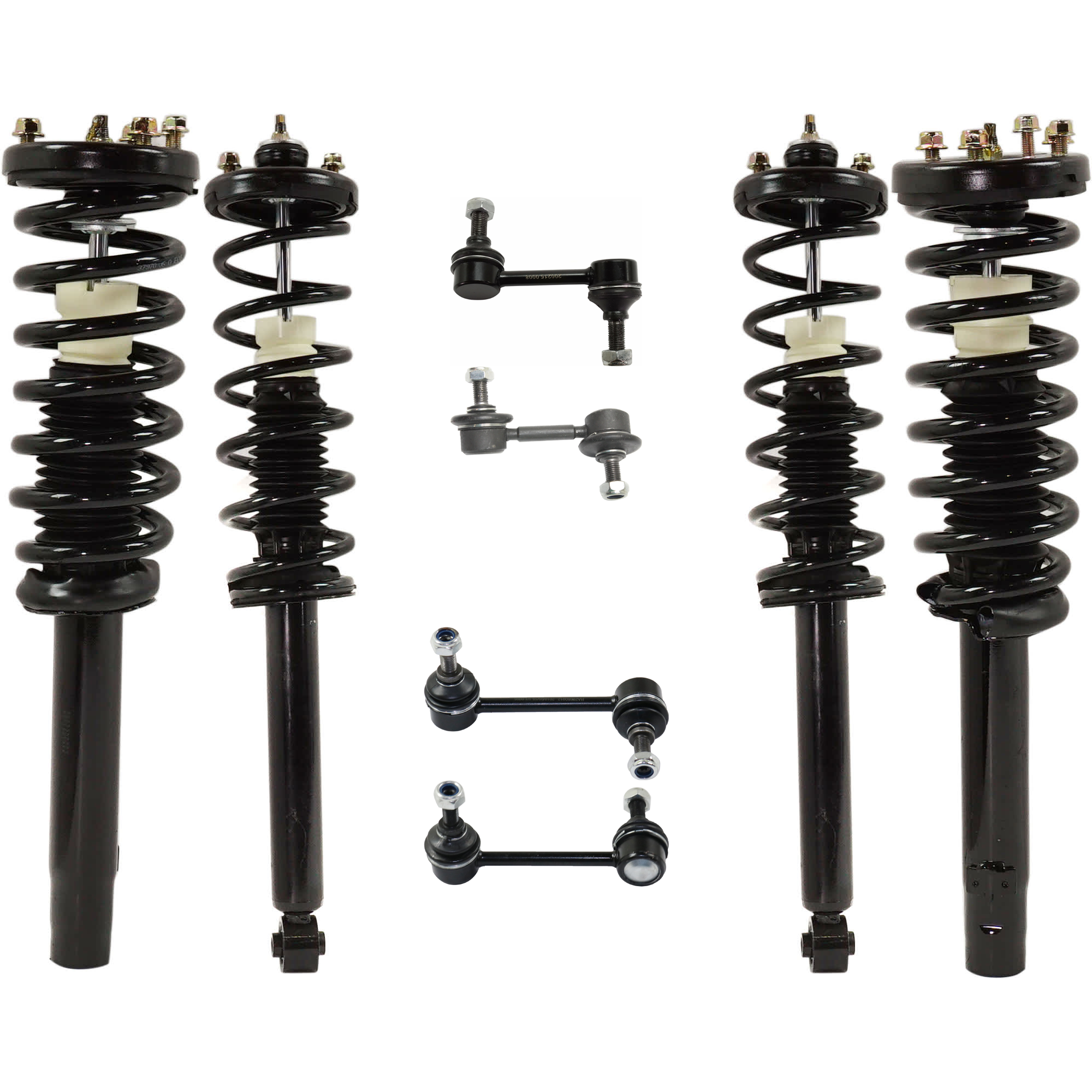 AM TSX 04-08 FRONT AND REAR FULLY LOADED STRUT RH AND LH 8 pc kit with Sway Bar Links SKU KIT 072924 C1233 OEM 1345794-172324-2701634916-2336