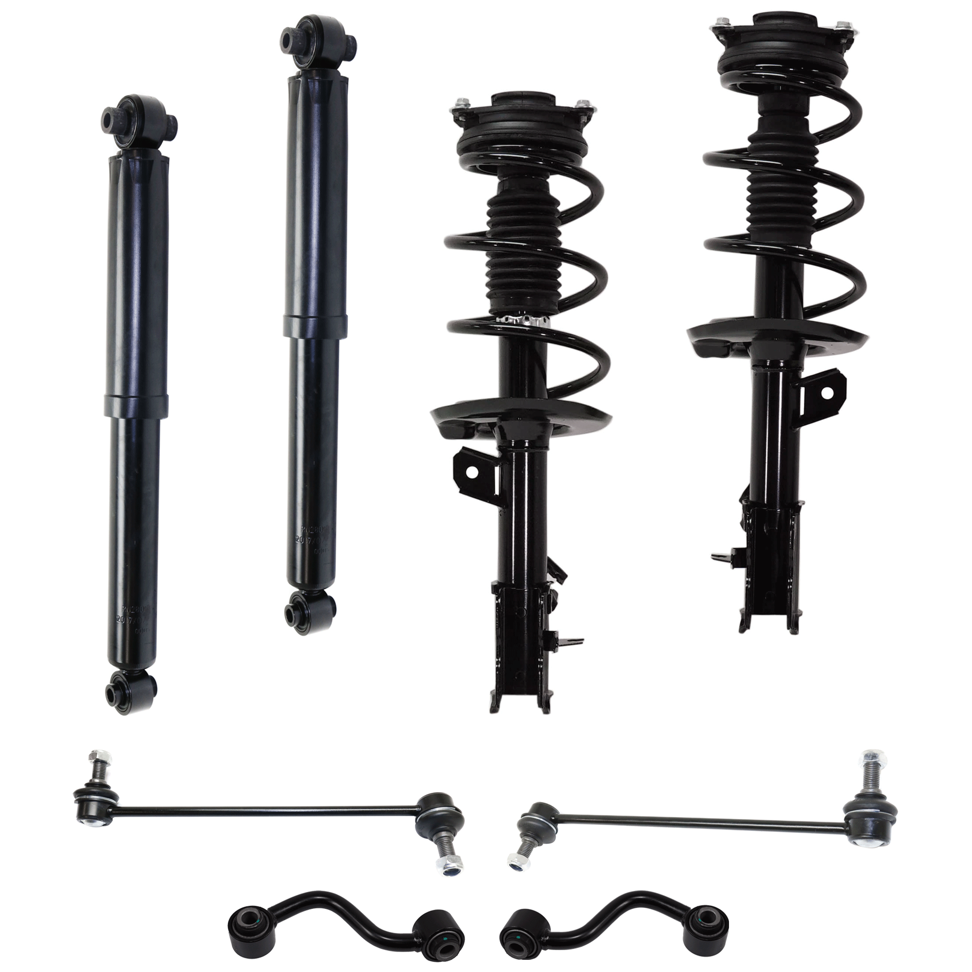 AM ROGUE 08-12 FRONT AND REAR SHOCK ABSORBER 8 pc kit with Sway Bar Link SKU KIT 072924 C1240 OEM E62104BA0C E6210JM01A 546681AA