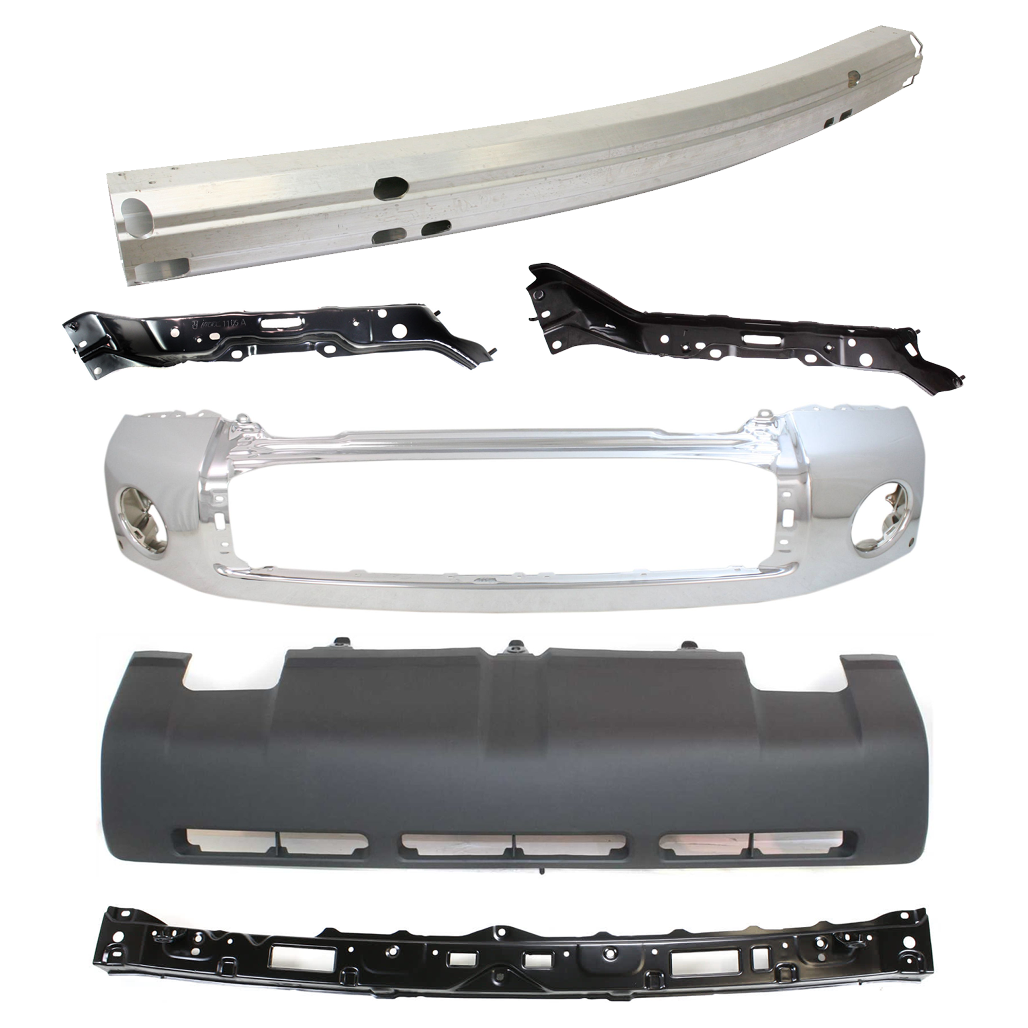 AM TUNDRA 07-09 FRONT BUMPER 6 pc kit w Bumper Reinforcement Valance and Bumper Retainer SKU KIT 072924 C1281 Partslink TO1002181 TO1006215 TO1032108 TO1033108 TO1010102 TO1095199 OEM 521110C901-521310C030-525380C0