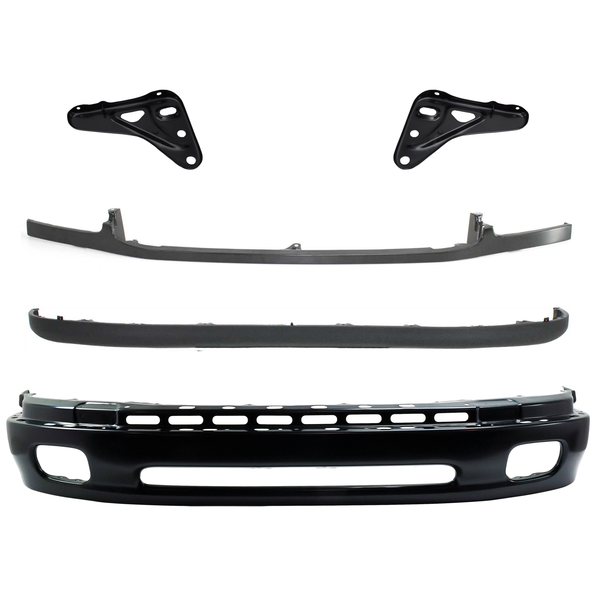 AM TUNDRA 00-06 FRONT BUMPER Lower Black 6 pc Kit with Bumper Bracket Bumper Cover Bumper Trim and Valance SKU KIT 072924 C1284 Partslink TO1002171 TO1066127 TO1067127 TO1000198 TO1087109 TO1095180 OEM 521010C010-521420C010-521410C0
