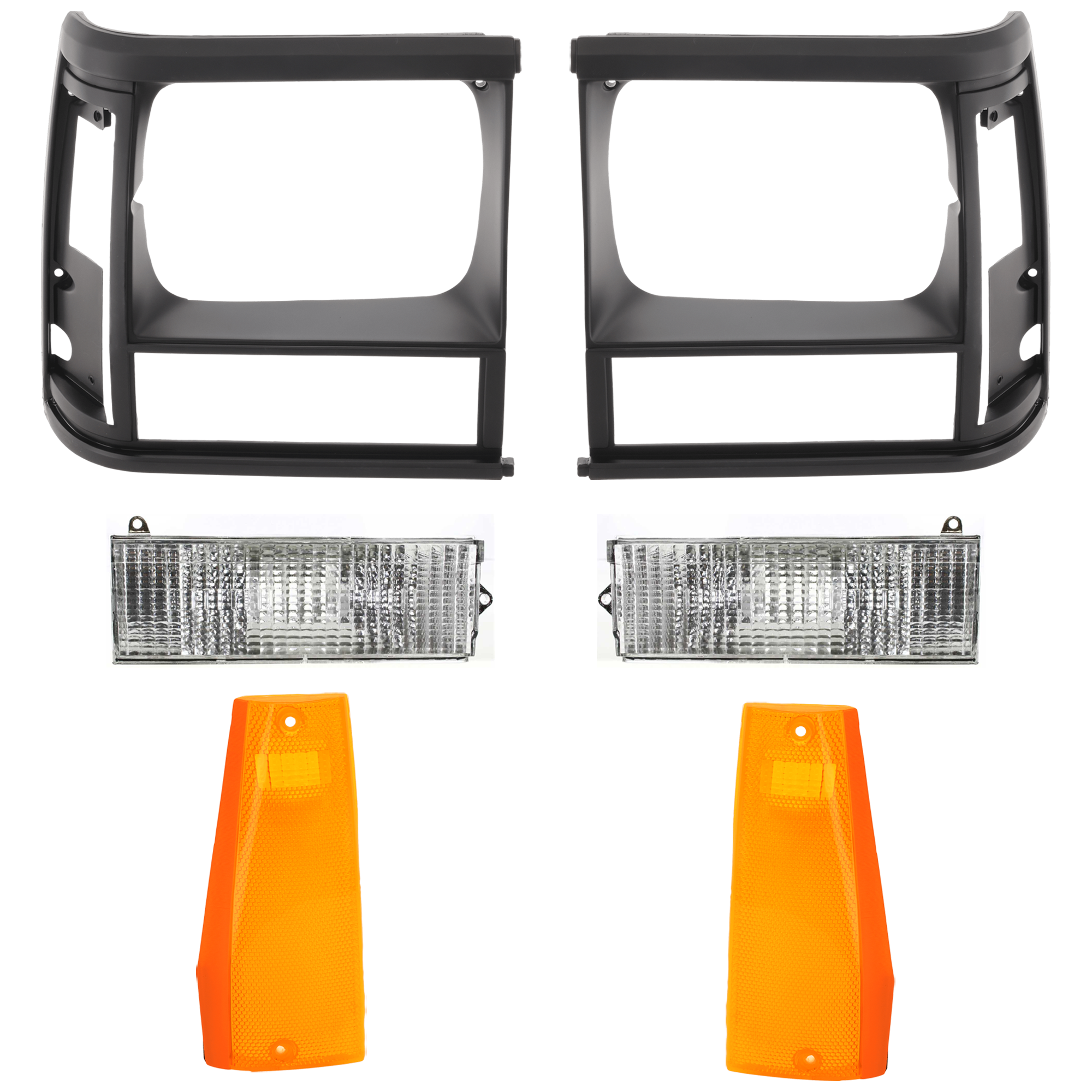 AM CHEROKEE 91-96 SIGNAL LAMP RH AND LH 6 pc kit with Headlight Door and Side Marker SKU KIT 072924 C1286 Partslink CH2530101 CH2531101 CH2513124 CH2512124 CH2551113 CH2550113 OEM 56000098-56000099-5DV54TZZ 5DV