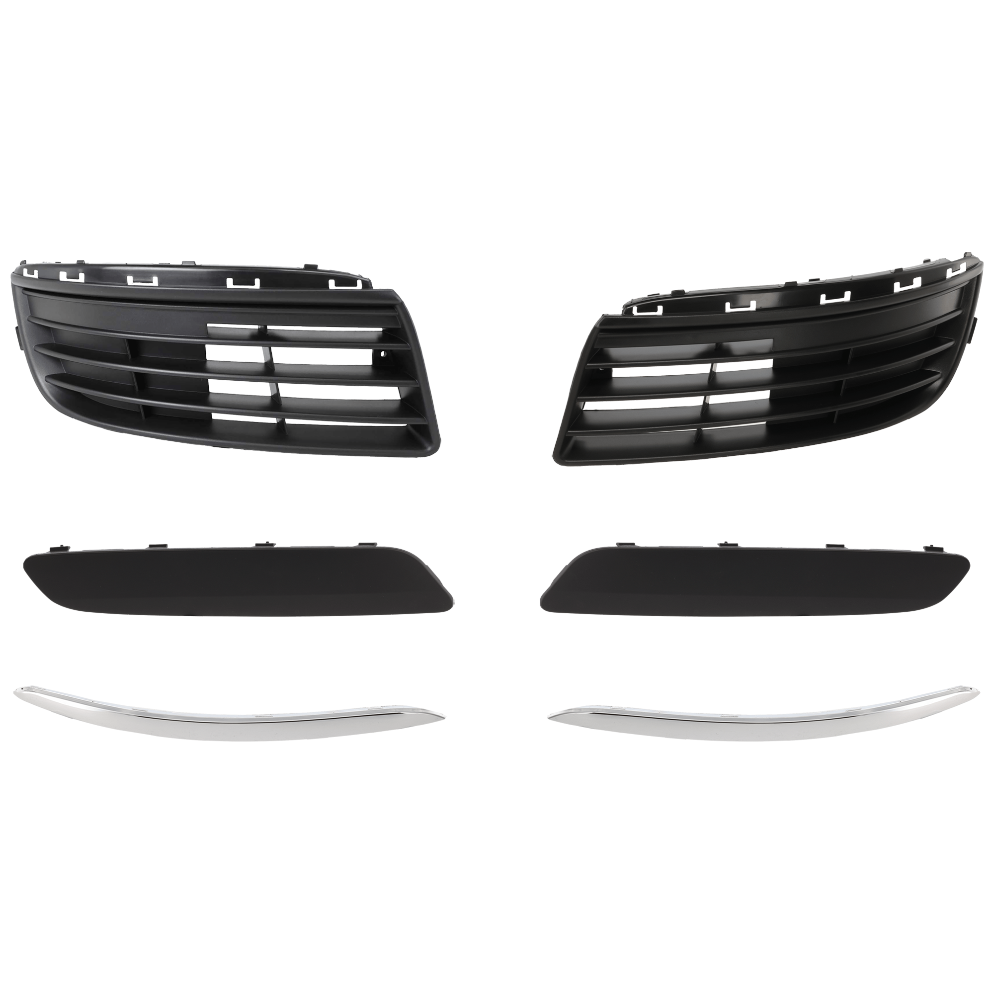 AM JETTA 05-10 FRONT BUMPER GRILLE RH AND LH Outer 6 pc Kit with Bumper Trim SKU KIT 072924 C1287 Partslink VW1036107 VW1036108 VW1046105 VW1047105 VW1213100 VW1212100 OEM 1K0853665F9B9-1K0853666F9B9-1K