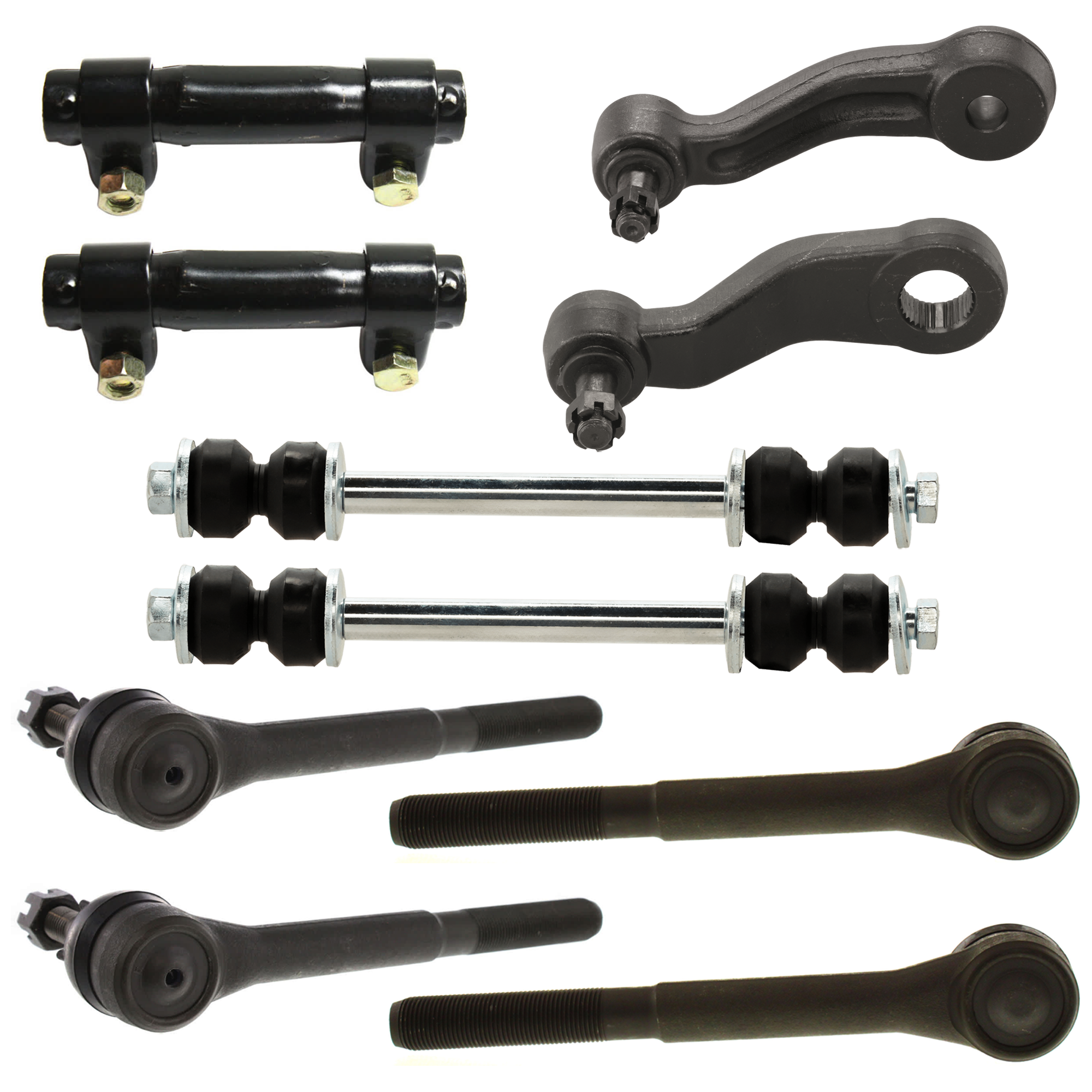 AM C K FULL SIZE PICKUP 93-00 IDLER ARM 10 pc Kit with Pitman Arm Sway Bar Link Tie Rod Adjusting Sleeve and Tie Rod End SKU KIT 072924 C1303 OEM 190142-986008-2683691-45011