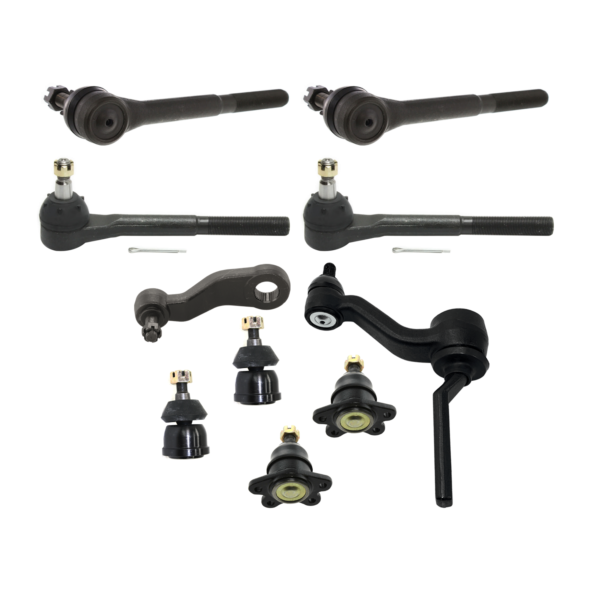 AM C K FULL SIZE PICKUP 88-92 FRONT IDLER ARM 10 pc kit w Ball joint Pitman Arm and Tie Rod End SKU KIT 072924 C1304 OEM 190137-986001-2683687-4501099