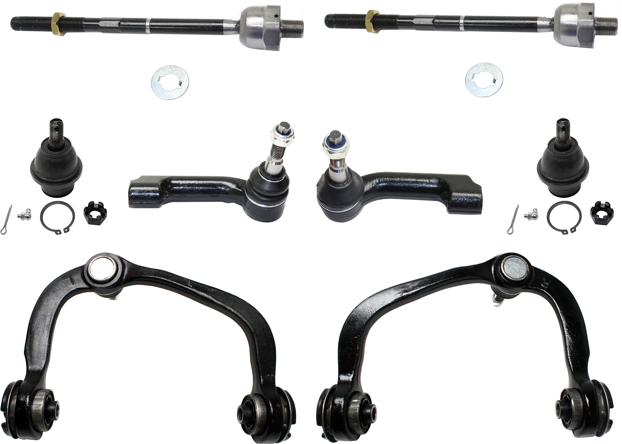 AM EXPEDITION NAVIGATOR 07-14 FRONT CONTROL ARM RH AND LH Upper and Lower 8 pc kit w Ball Joint and Tie Rod End SKU KIT 072924 C1342 OEM 4L3Z3084AB 6L3Z3084AR 7L1Z3084