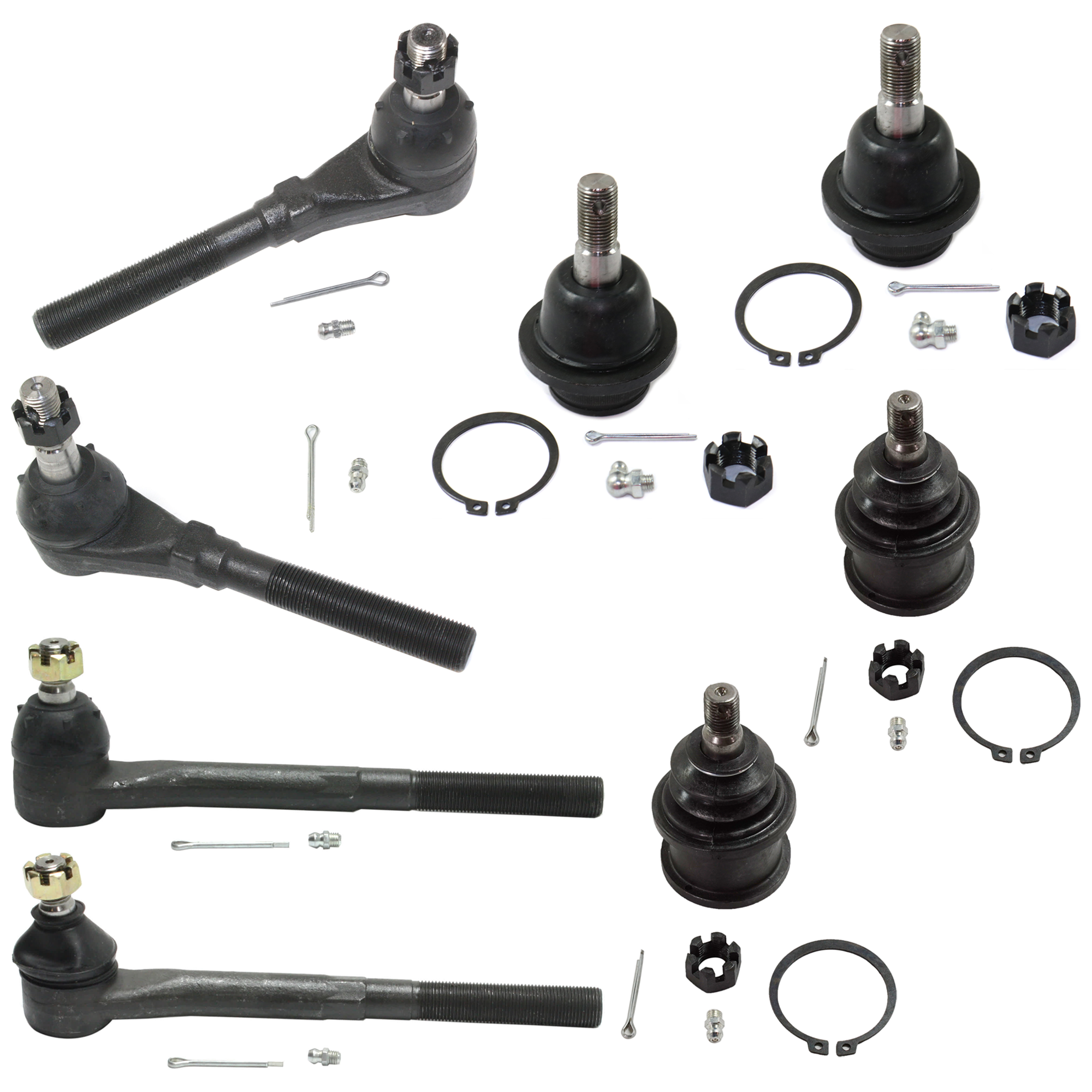 AM F 150-97-03 F 150 HERITAGE 04-04 FRONT TIE ROD RH AND LH Inner and Outer 8 pc kit with Ball Joint SKU KIT 072924 C1351 OEM F65Z3A130CA 2601510-2601815-50