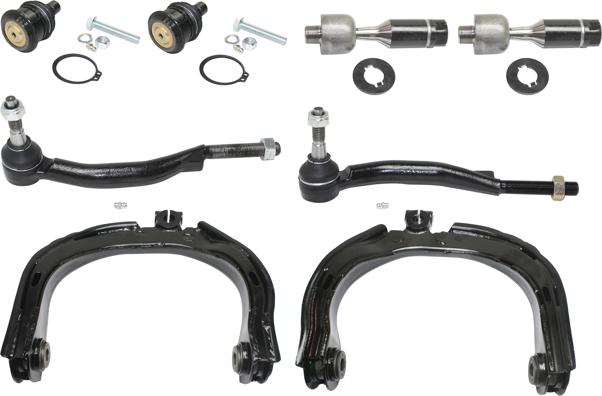 AM ASCENDER 03-08 RAINIER 04-07 FRONT CONTROL ARM RH AND LH Upper w o ball joint s 8 pc Kit with Ball Joint and Tie Rod End SKU KIT 072924 C1361 OEM 15080914-15298273-25786775