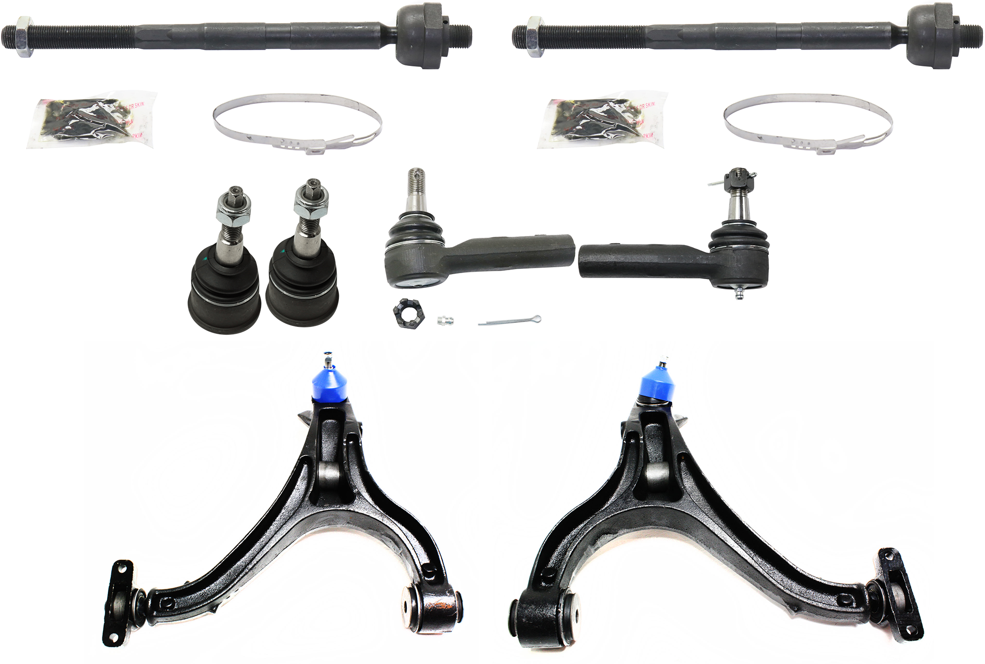 AM GRAND CHEROKEE 05-10 FRONT CONTROL ARM RH AND LH Lower w ball joint s 8 pc Kit with Ball Joint and Tie Rod End SKU KIT 072924 C1396 OEM 52089980AF 52089981AF 2601692