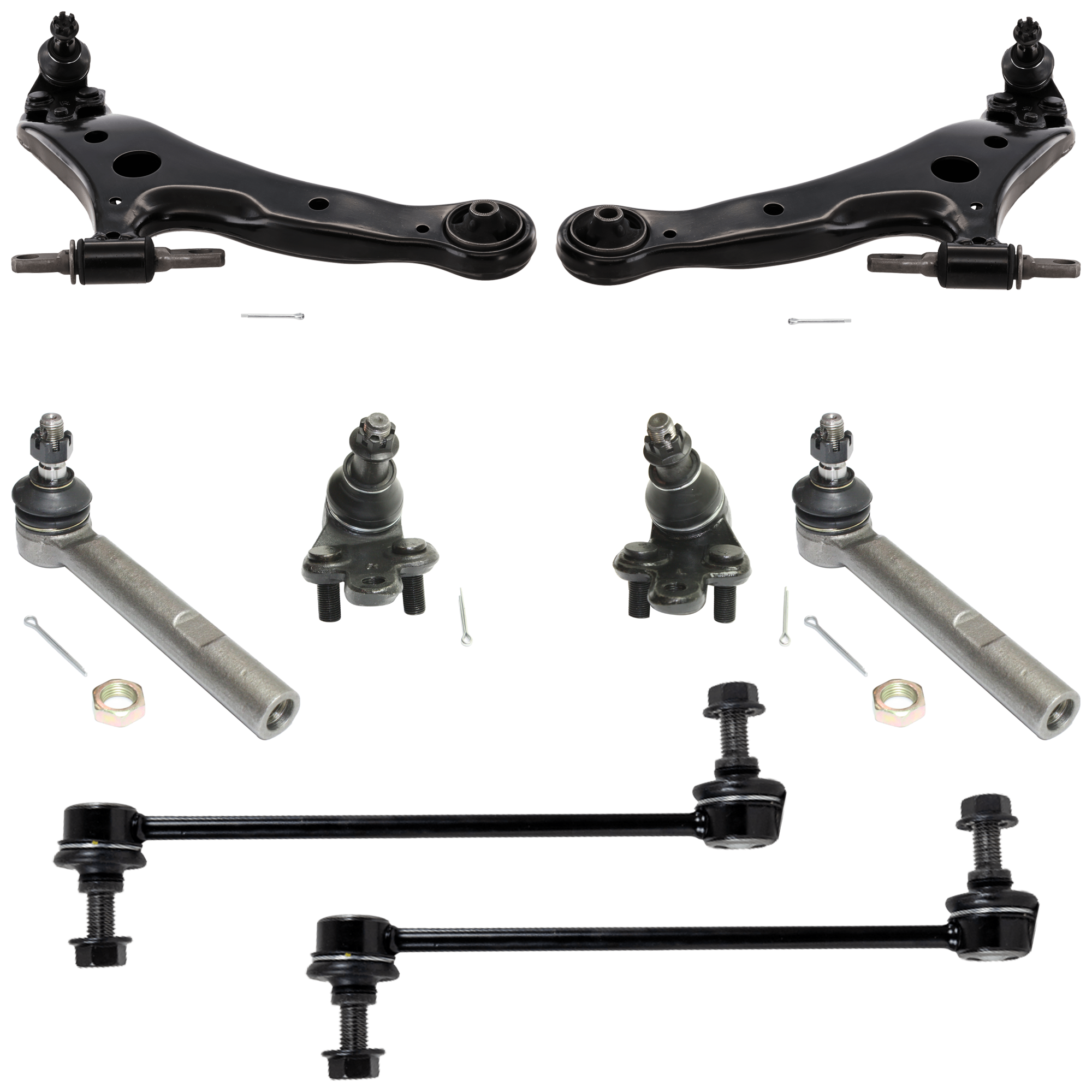 AM HIGHLANDER 04-07 RX330-04-06 FRONT CONTROL ARM RH AND LH Lower w ball joint s 8 pc Kit with Ball Joint Sway Bar Link and Tie Rod End SKU KIT 072924 C1412 OEM 104307-1014883-2601570-5051