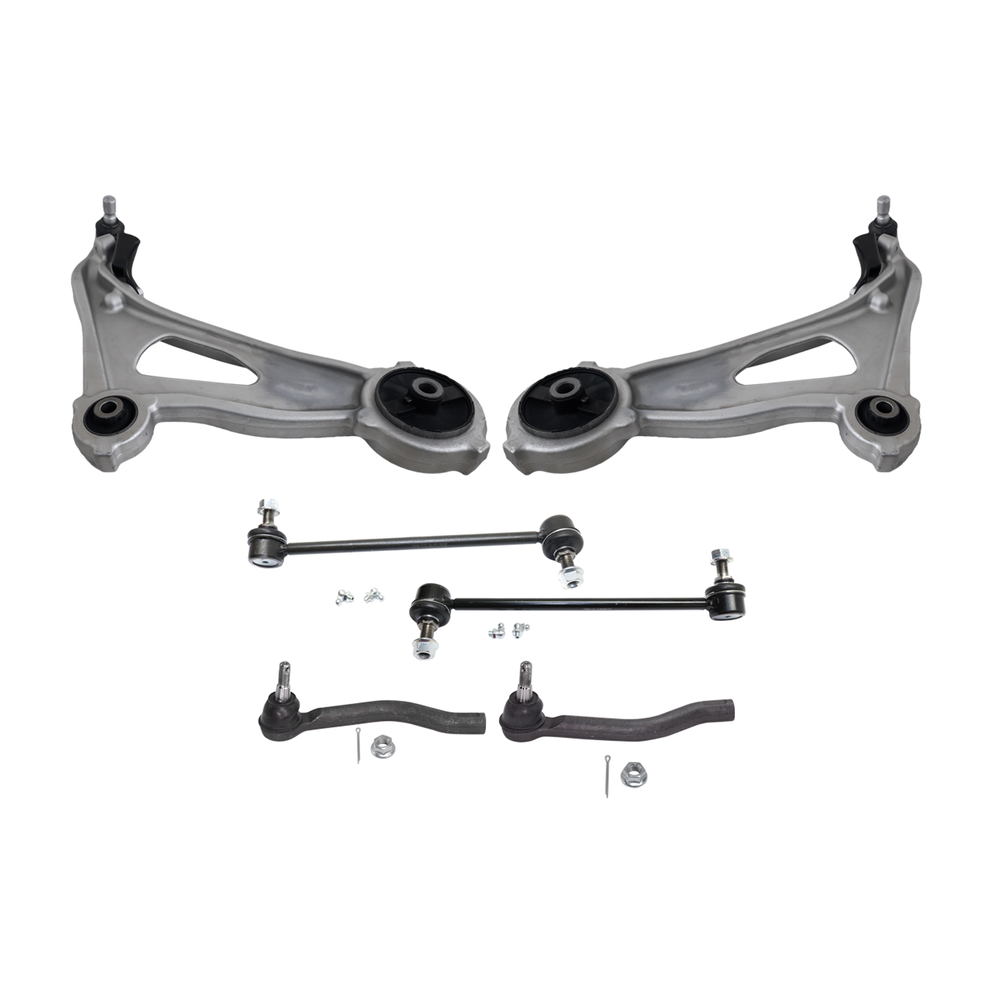 AM PATHFINDER 13-19 FRONT CONTROL ARM RH AND LH Lower 6 pc Kit with Sway Bar Link and Tie Rod End SKU KIT 072924 C1447 OEM 18750095-46G20775A SL69121-187