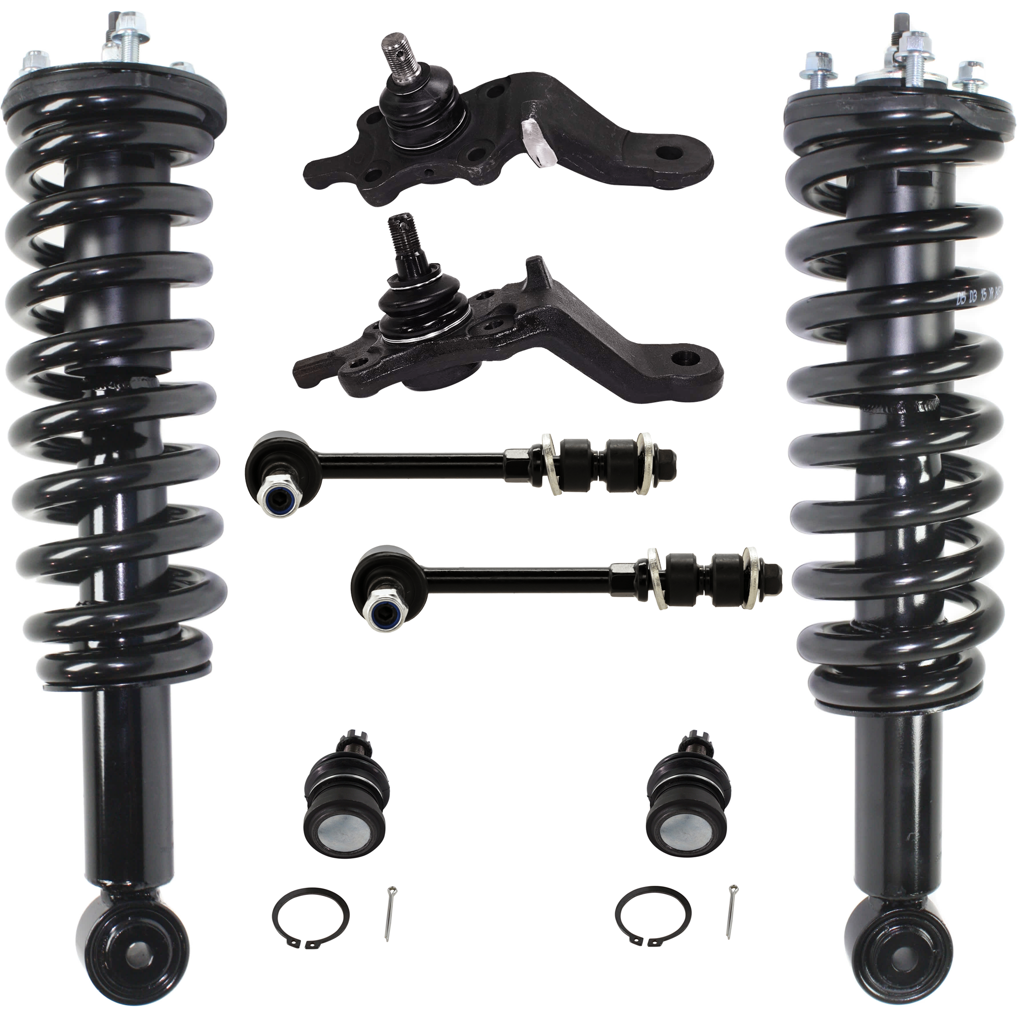 AM SEQUOIA 01-02 FRONT SUSPENSION KIT RH AND LH 8 pc Kit with Ball Joint and Sway Bar Link SKU KIT 072924 C1541 OEM 104279-1014817-2601565-5001