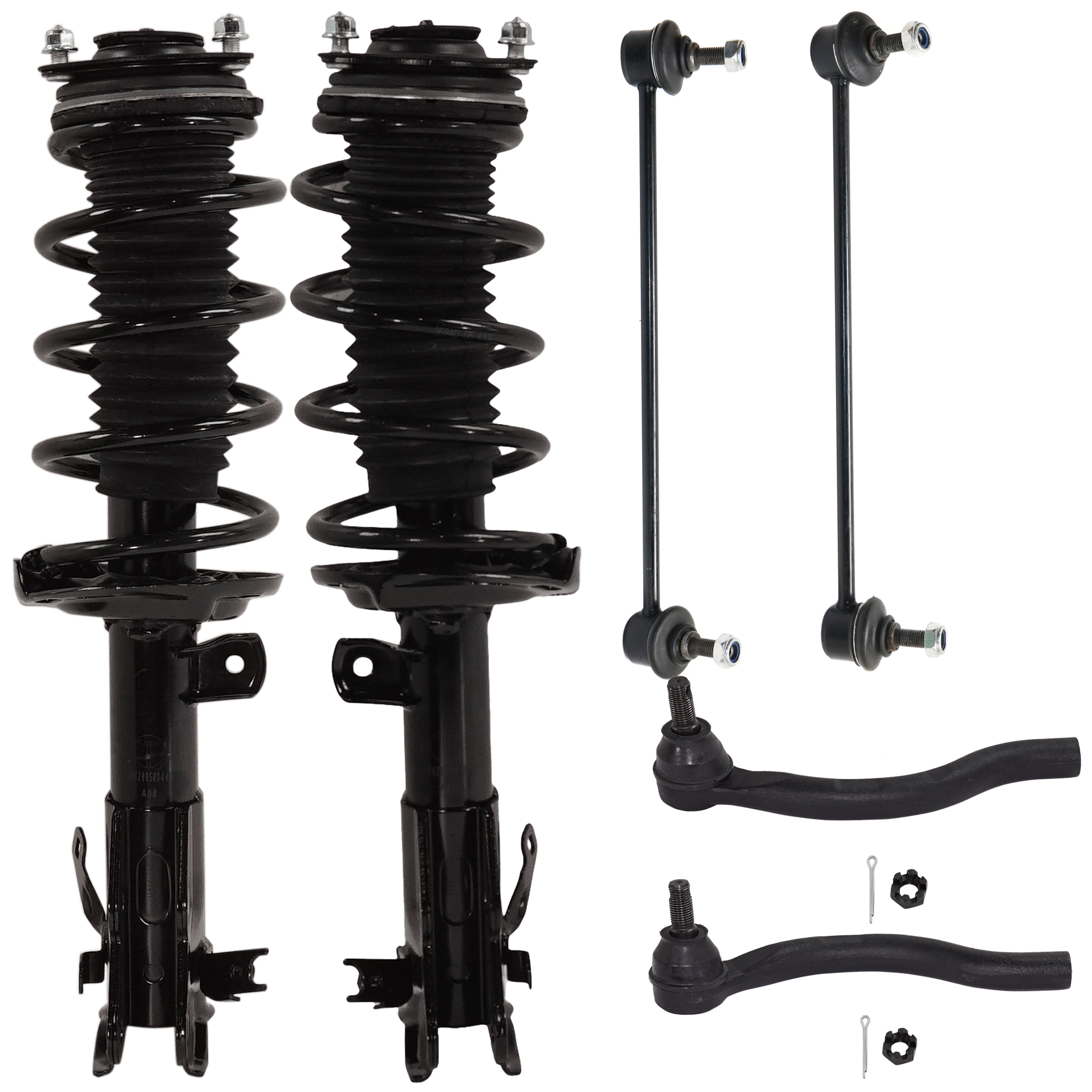 AM CIVIC 14-15 FRONT LOADED STRUT RH AND LH 6 pc kit Gas Charged Twin tube with Sway Bar Link and Tie Rod End SKU KIT 072924 C1546 OEM 1333454L SR4268 LS5391181L 516