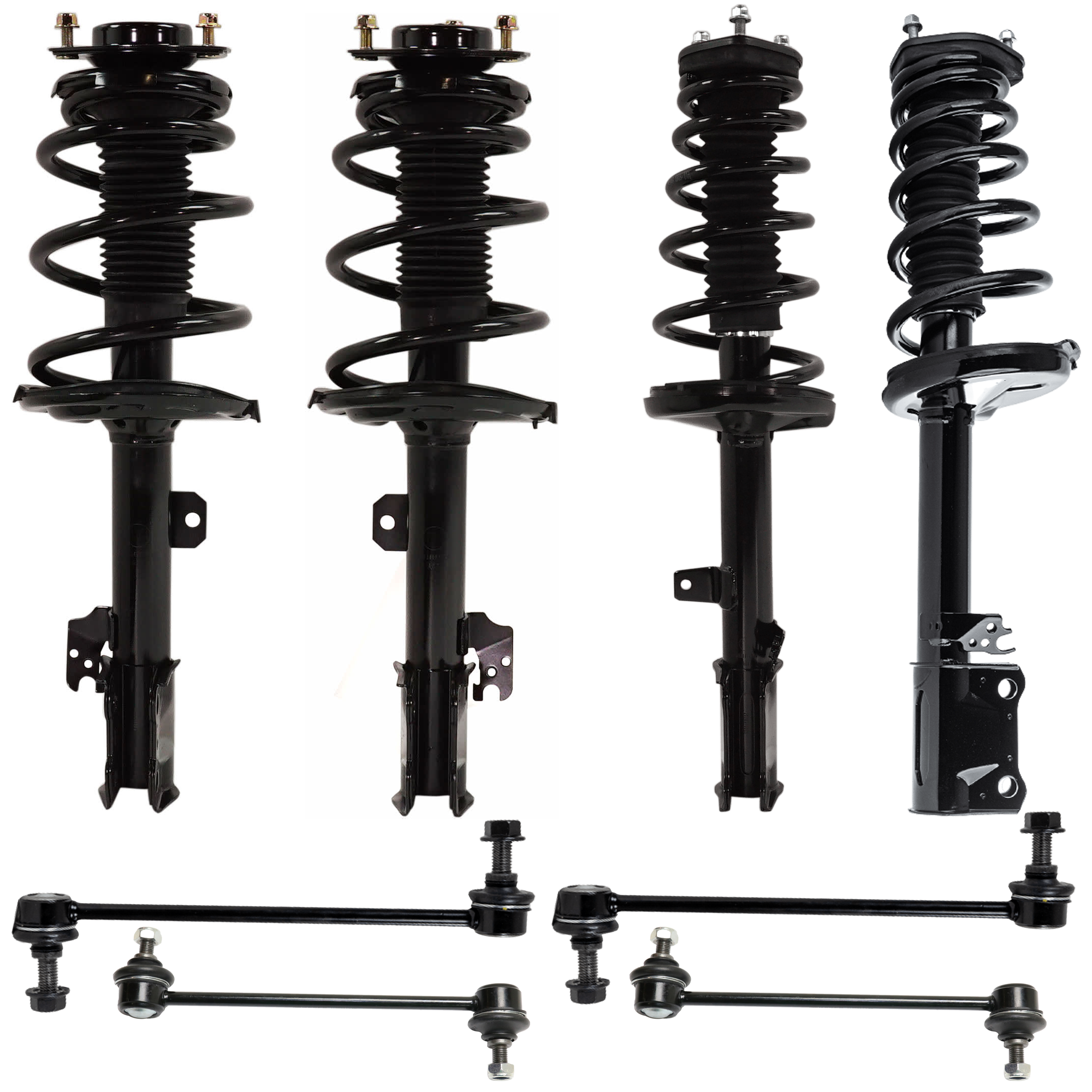 AM VENZA 09-12 FRONT AND REAR LOADED STRUT RH AND LH 8 pc kit Gas Charged Twin tube with Sway Bar Link SKU KIT 072924 C1581 OEM 1333434R SR4454-172966 LS54