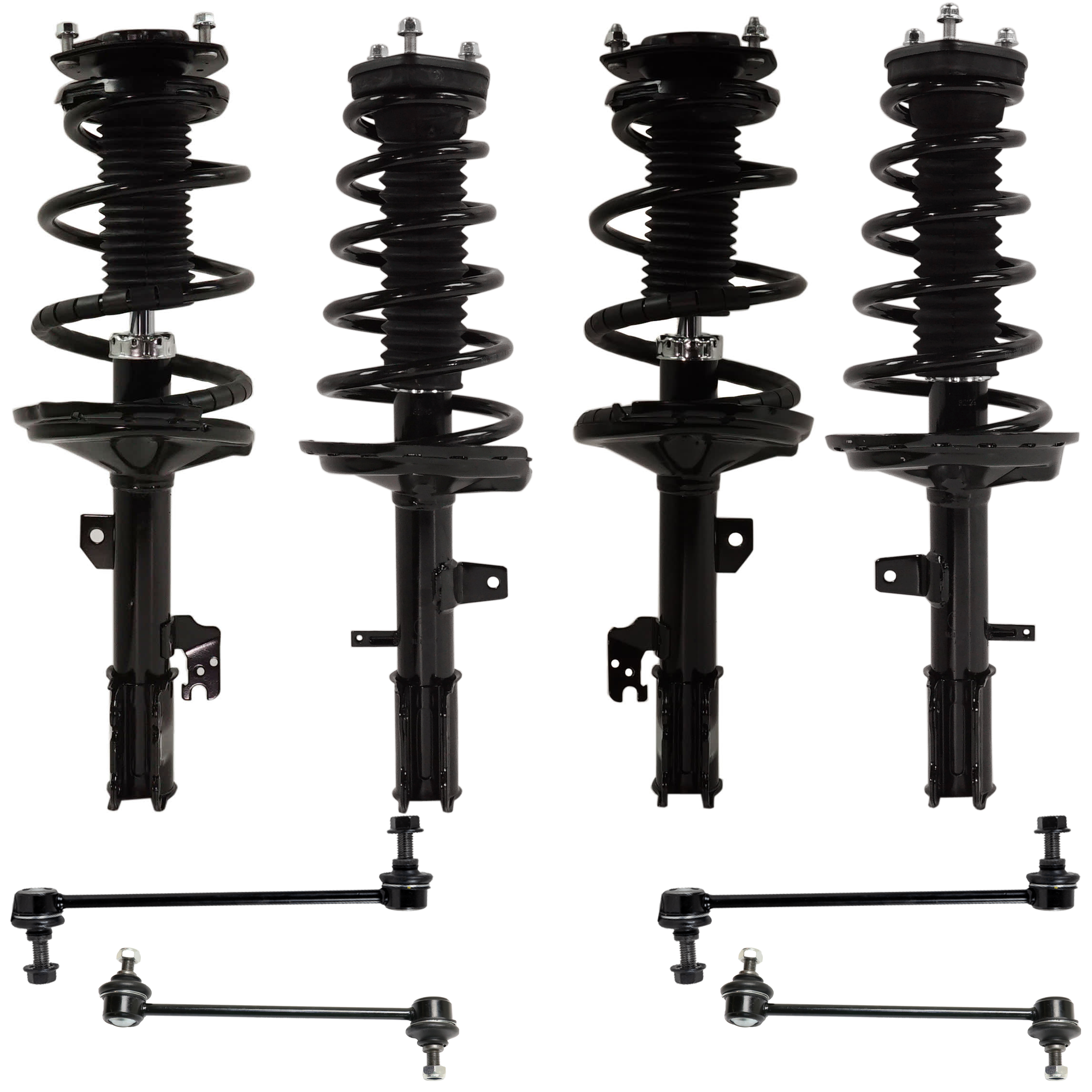 AM HIGHLANDER 04-07 FRONT AND REAR FULLY LOADED STRUT RH AND LH 8 pc kit Base Model with Sway Bar Links SKU KIT 072924 C1582 OEM 15902-817812-172215-15904