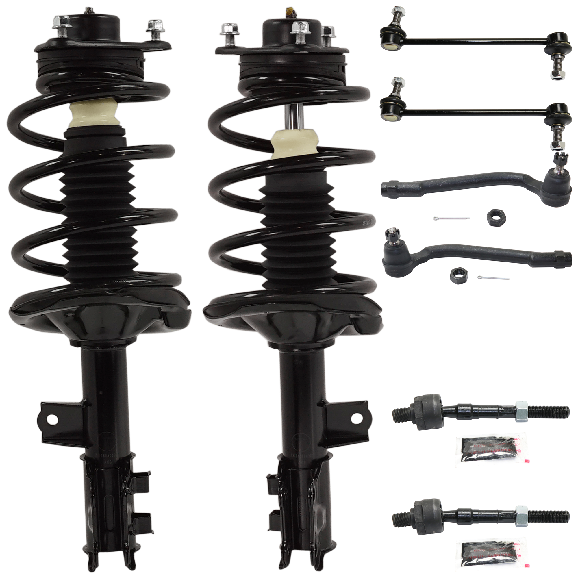 AM FORTE 10-13 FRONT FULLY LOADED STRUT RH AND LH 8 pc kit with Sway Bar Links and Tie Rod Ends SKU KIT 072924 C1600 OEM 1333496L PM7000479-546511M31